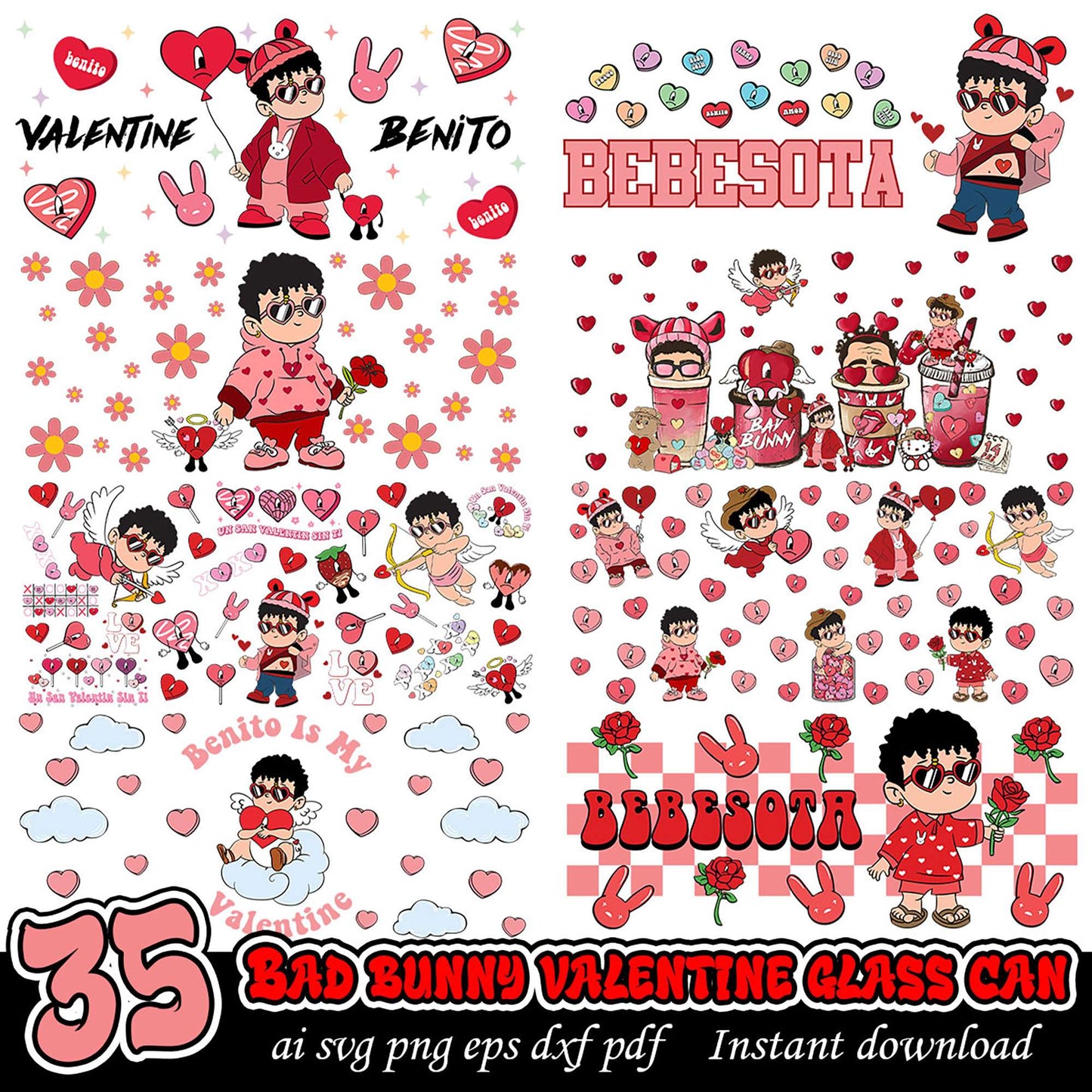 Bad Bunny Valentine SVG Bundle Download