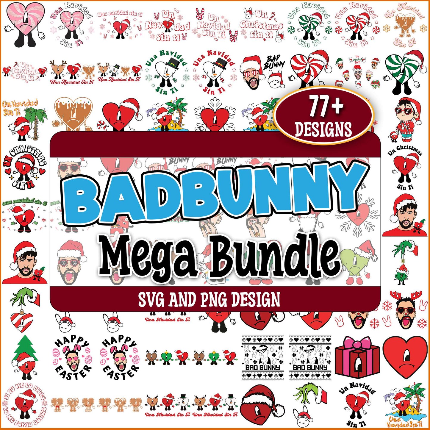 Badbunny christmas svg bundle
