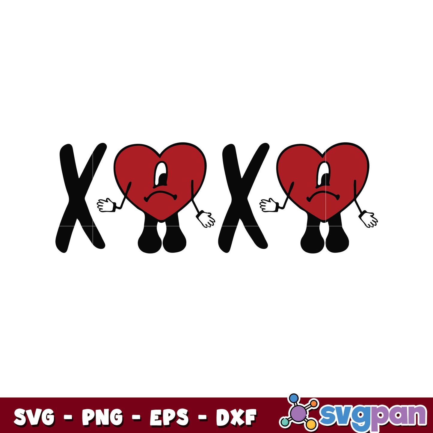 Bad bunny heart xoxo valentine svg, xoxo valentines svg