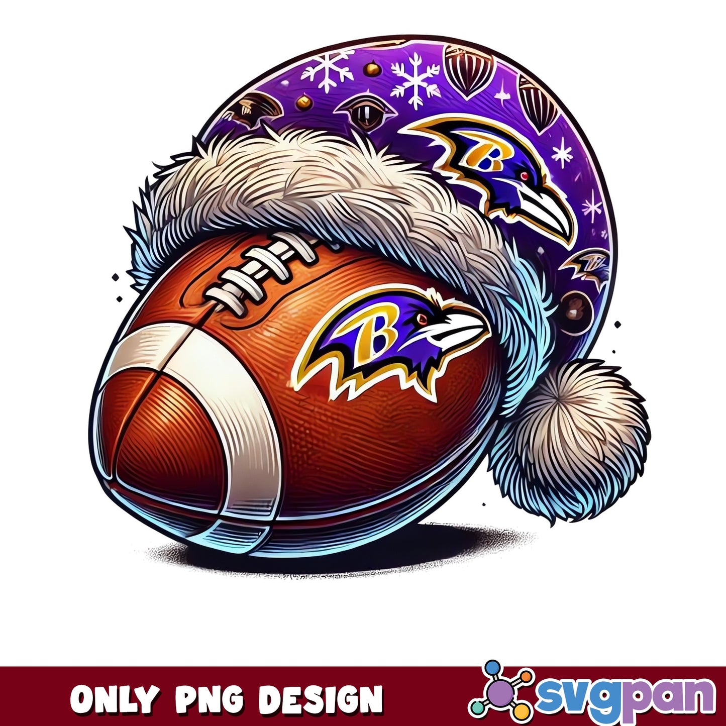 Baltimore Ravens Christmas PNG, NFL Football Santa Hat, PNG