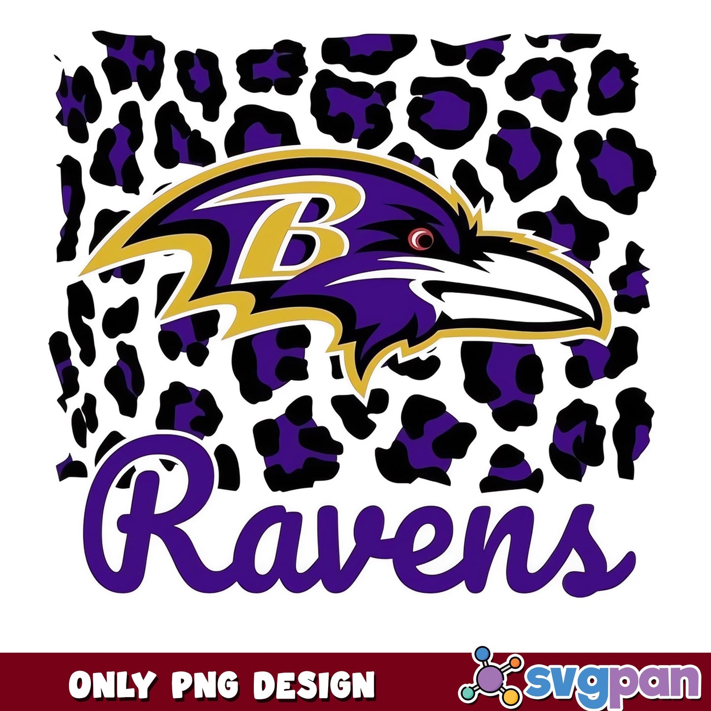 Baltimore Ravens Leopard Print PNG, Ravens Football PNG, NFL PNG