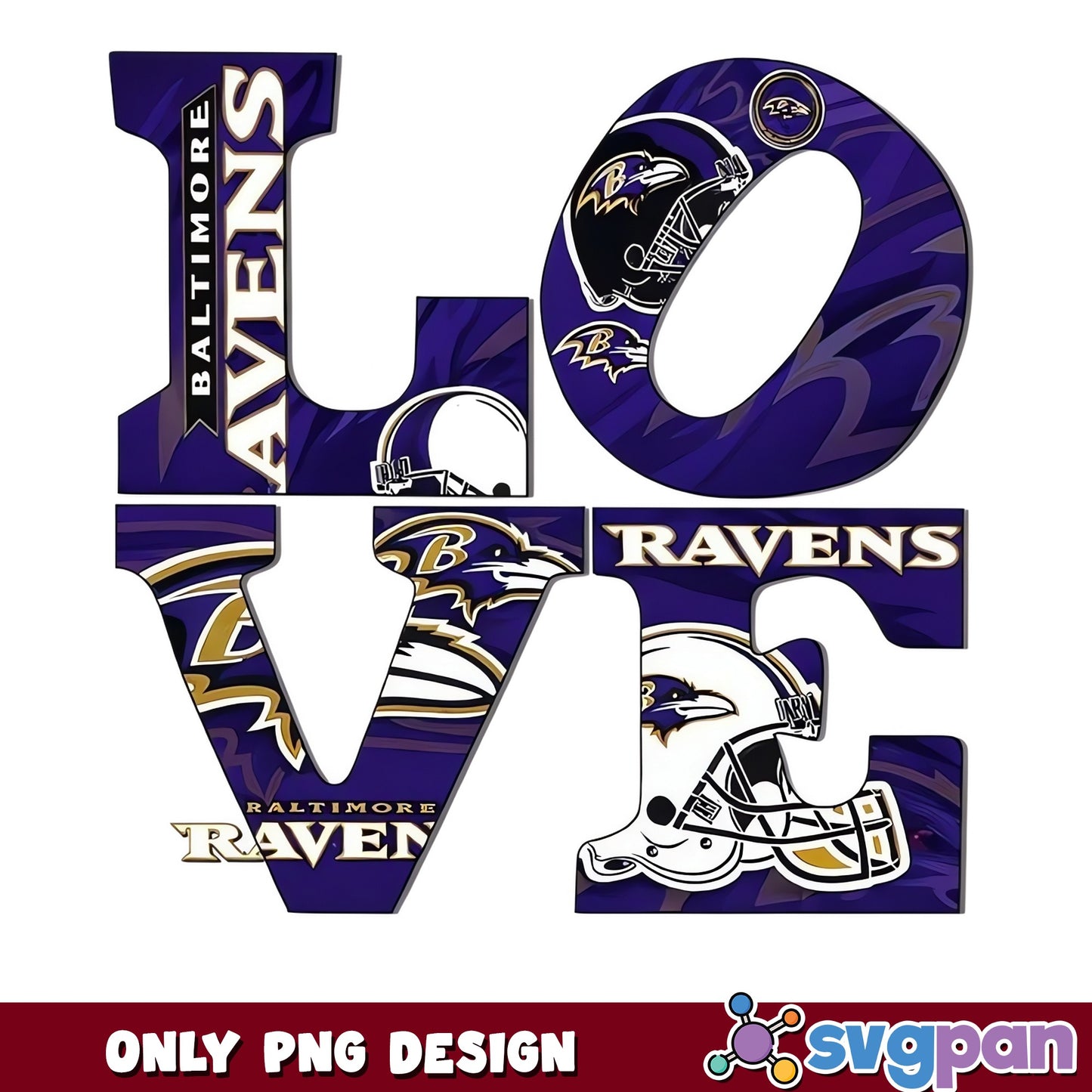 Baltimore Ravens Love PNG, NFL Football PNG, Ravens Fan PNG