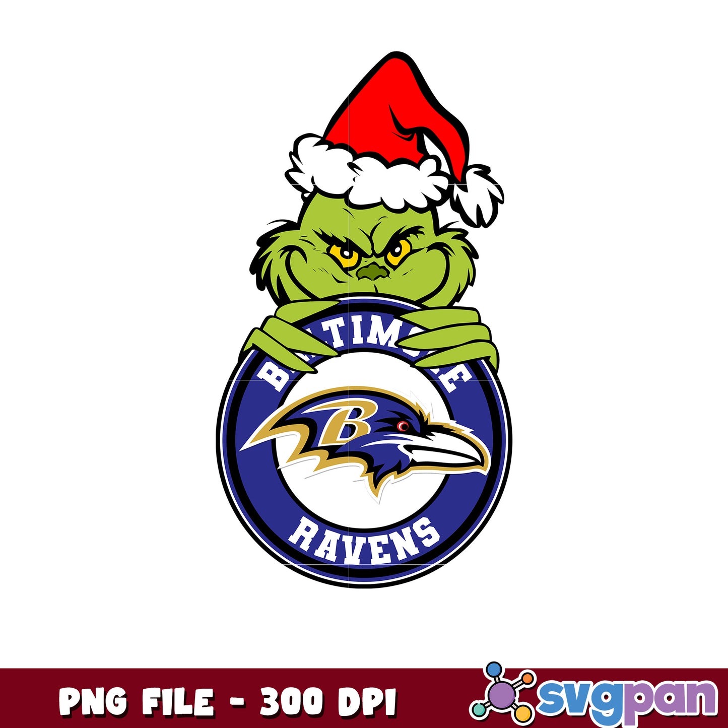 Baltimore ravens grinch head design png, nfl team png, national football league png