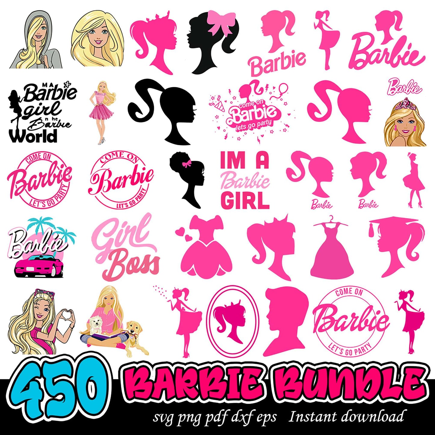 Barbie Bundle of 450 SVG Designs for Instant Download