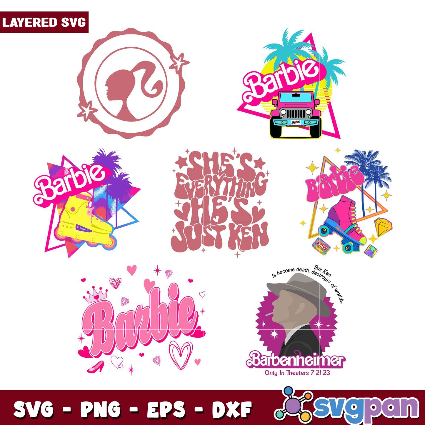 Barbie Movie SVG Bundle Layered Designs