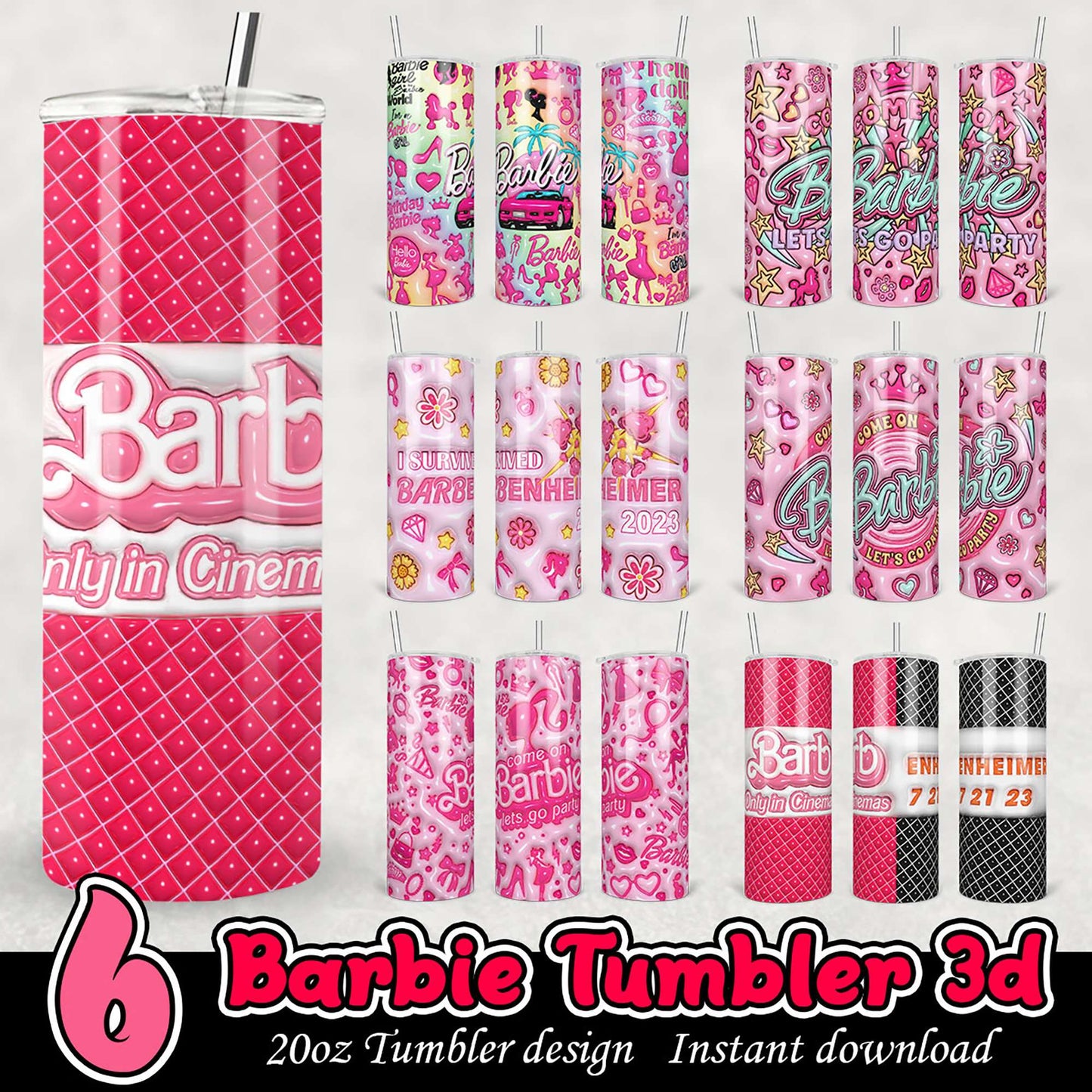 Barbie Tumbler Designs 20oz PNG Bundle