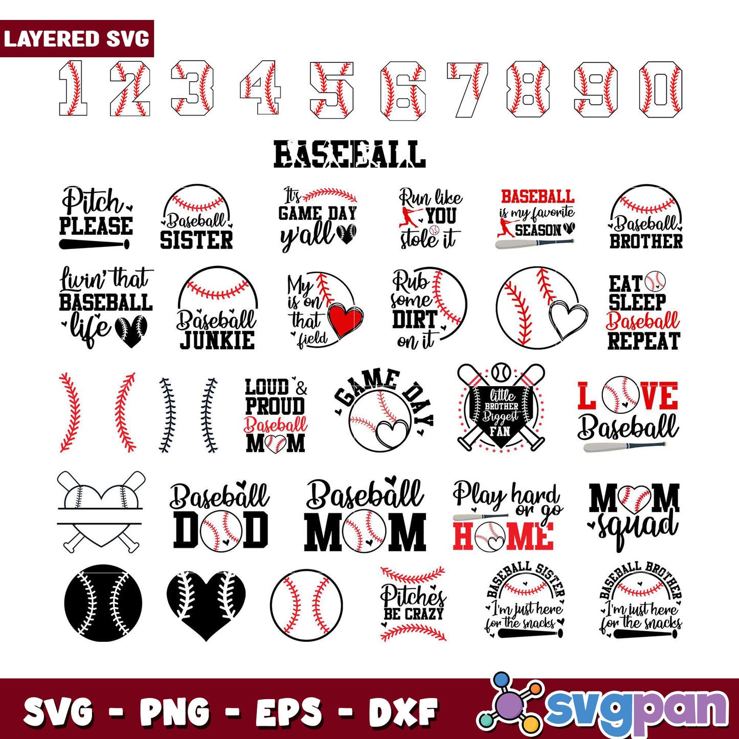 Baseball SVG Bundle Mom Dad Sister Brother