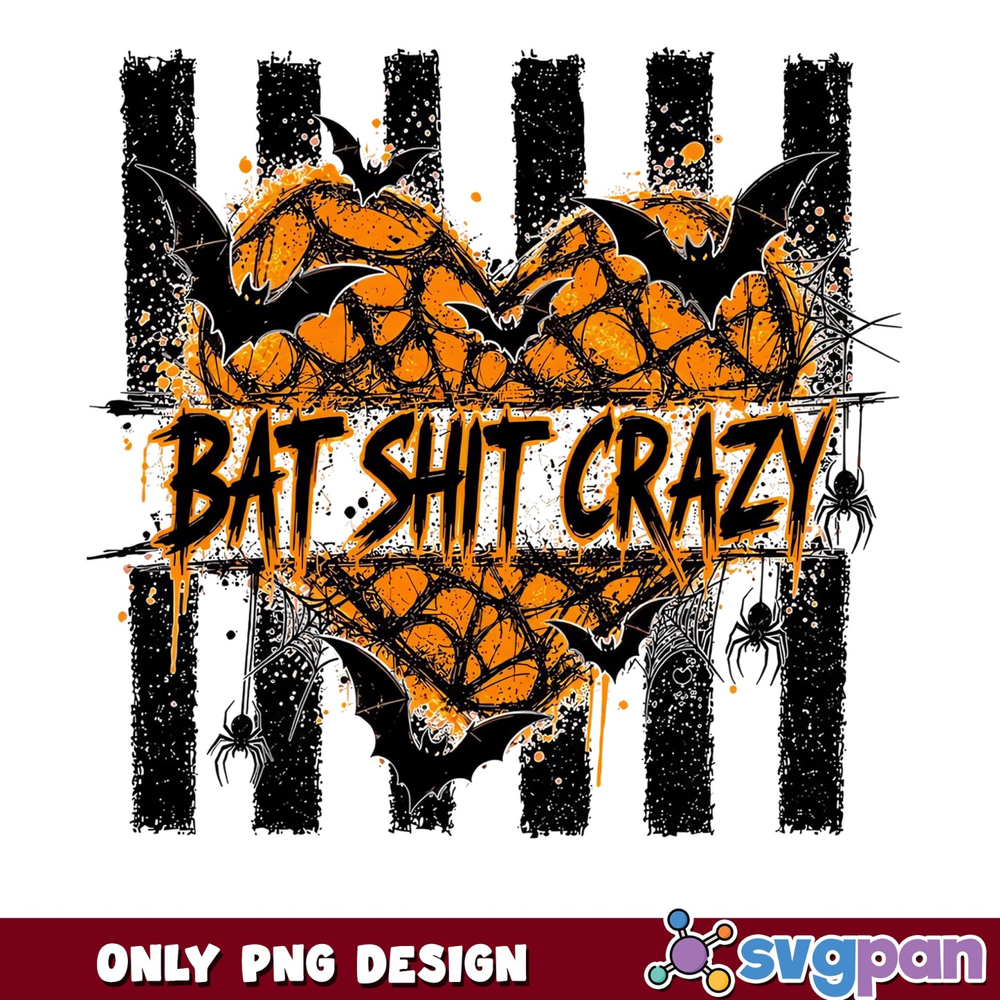 Bat Shit Crazy Halloween PNG, Spooky Bat Heart PNG, Halloween PNG