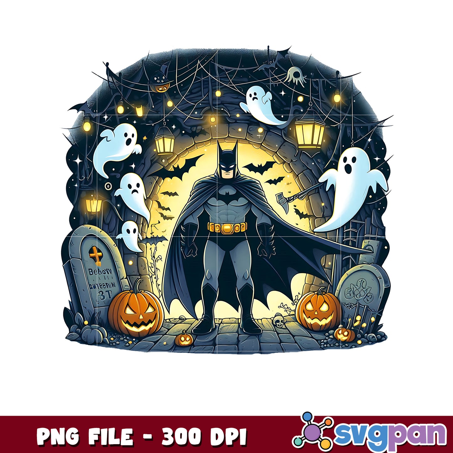Bat man ghoul design png, spooky characters png, dc comic halloween png