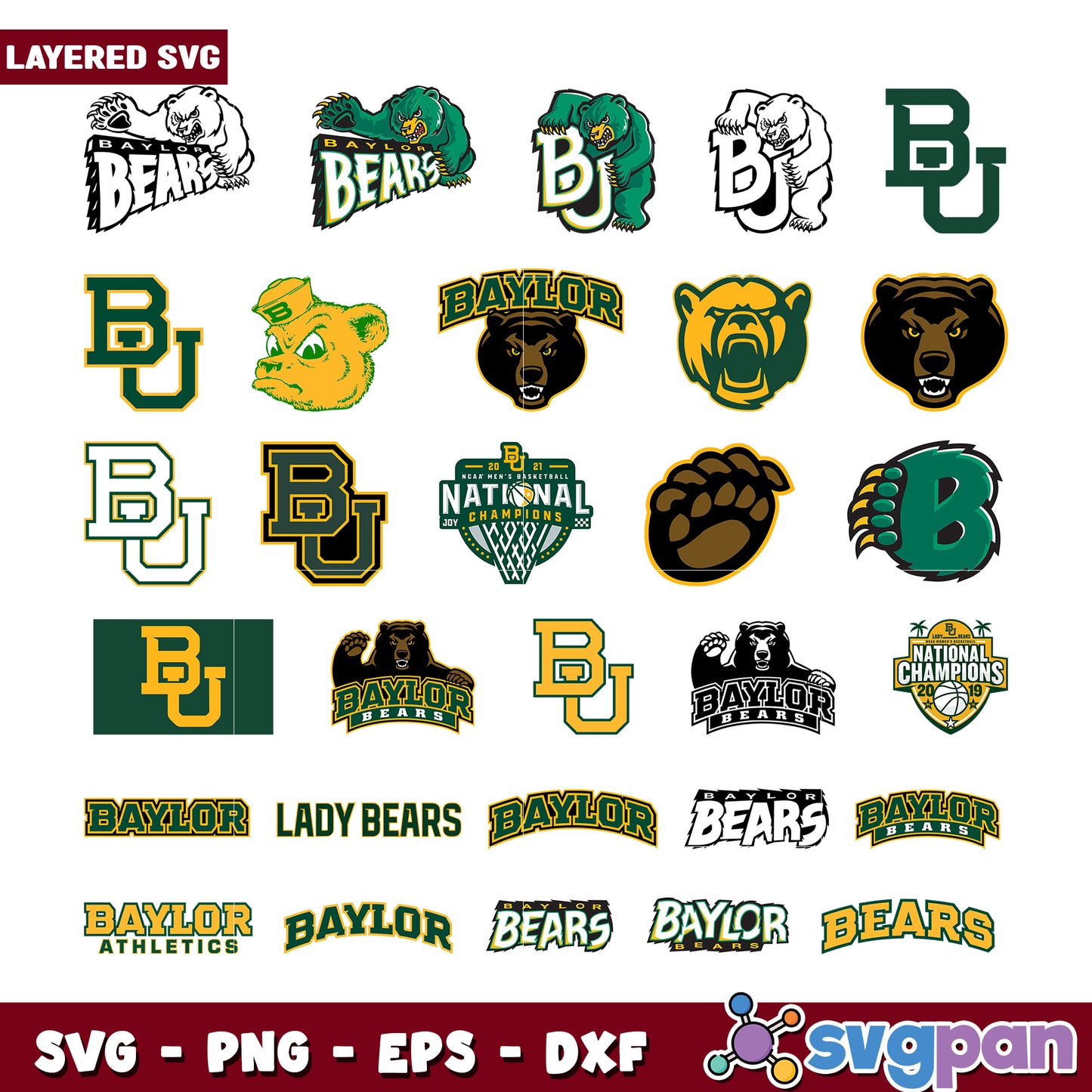 Baylor Bears SVG Bundle Logos & Mascots