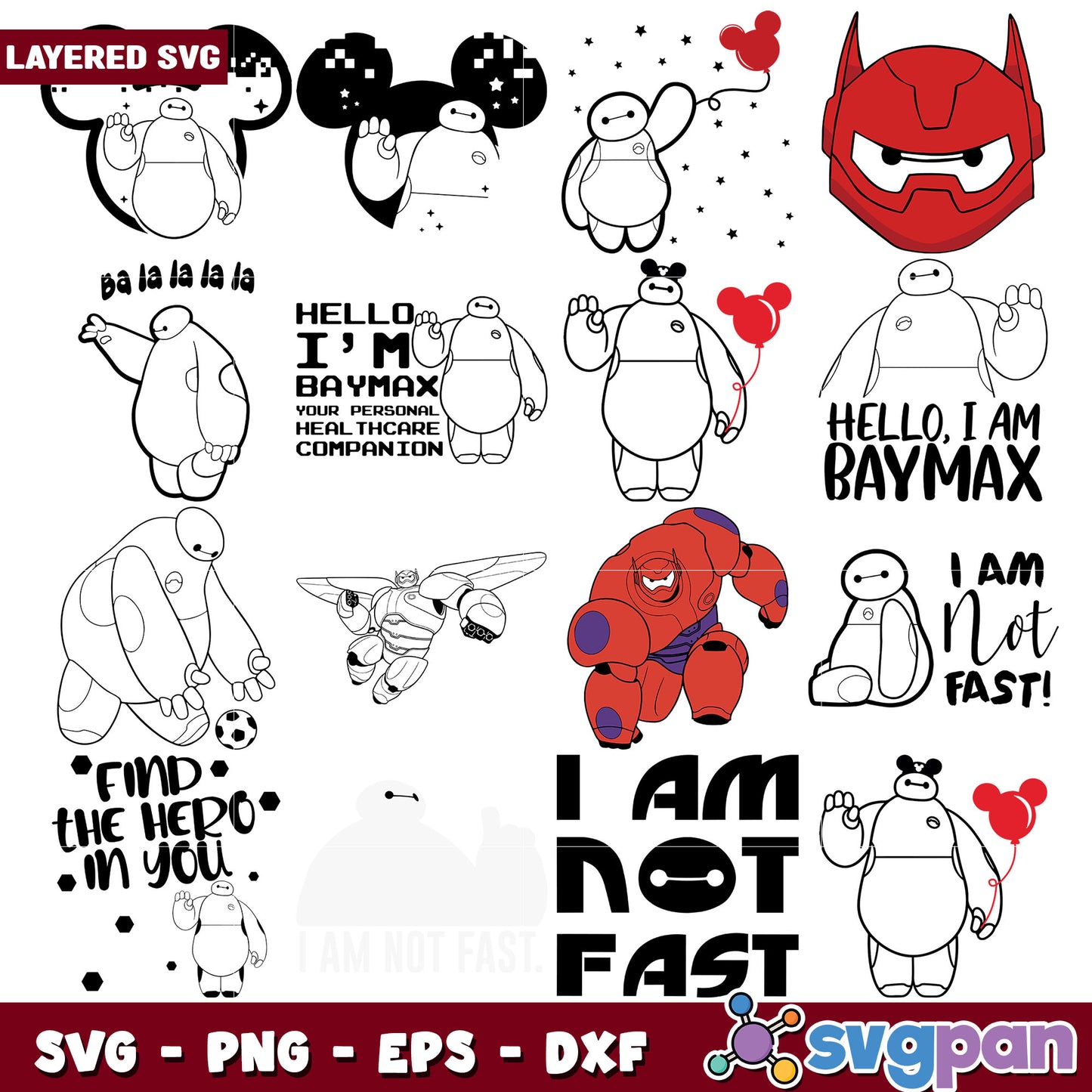 Baymax i am not fast svg bundle