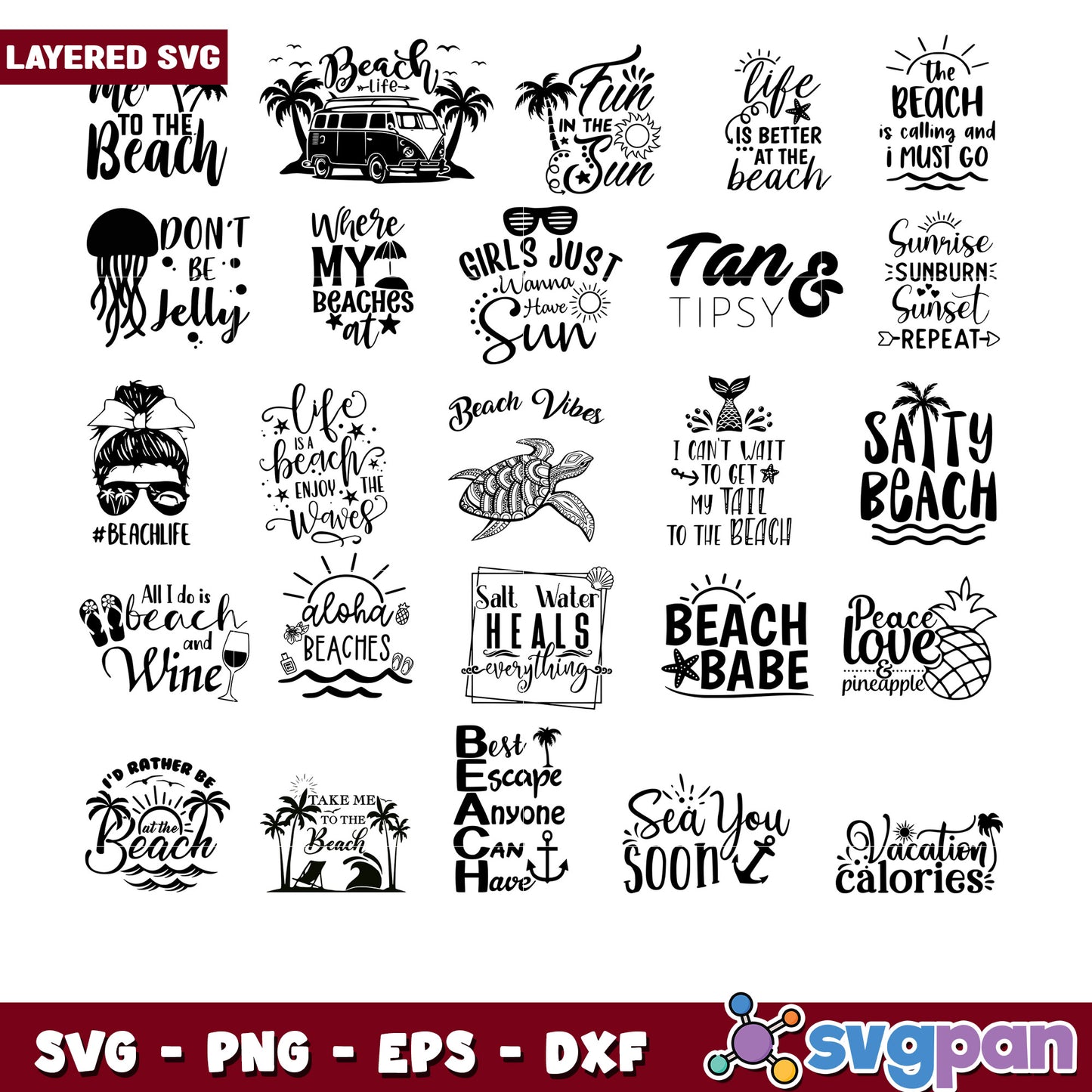 Beach SVG Bundle 20 Layered Designs