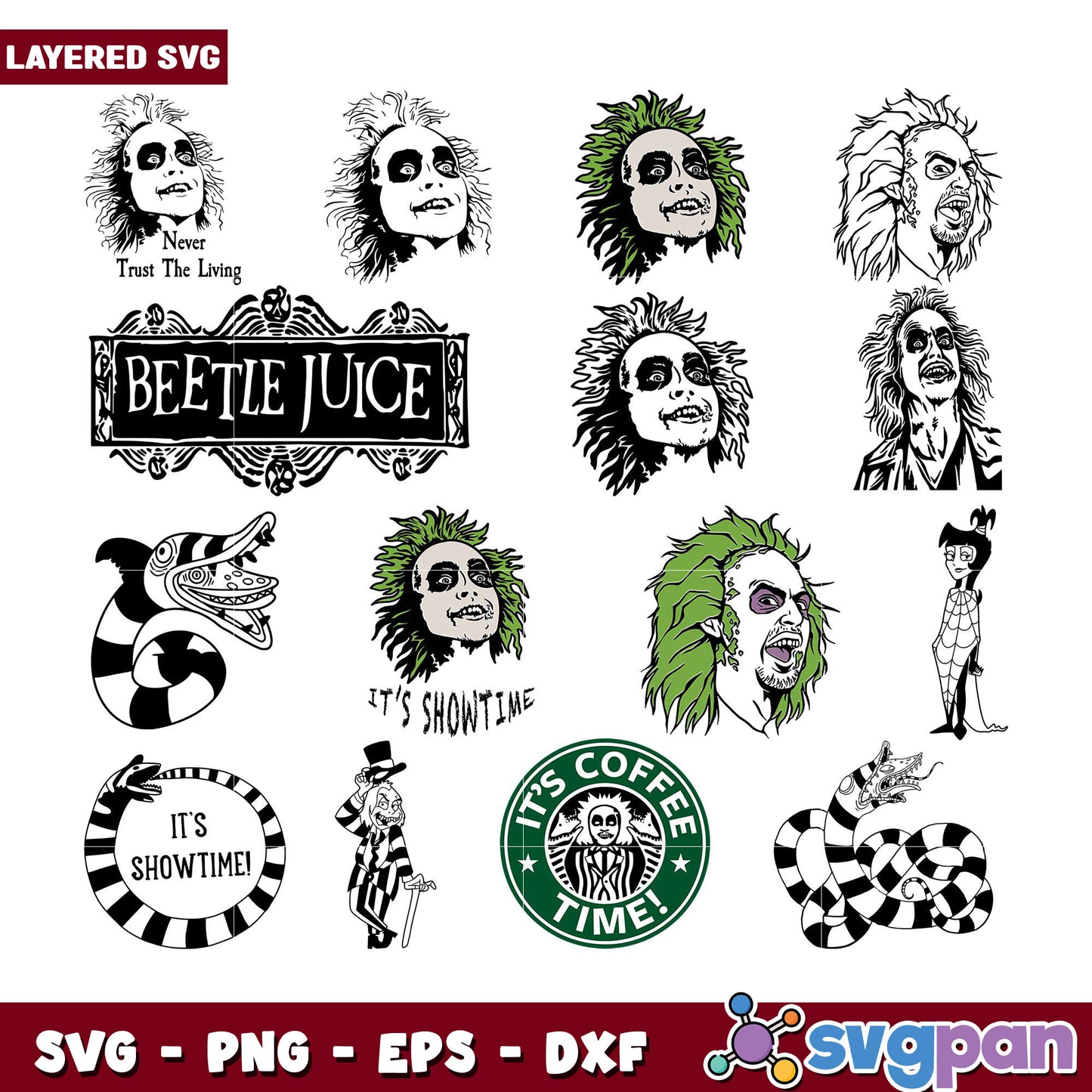 Beetlejuice SVG Bundle Layered Designs