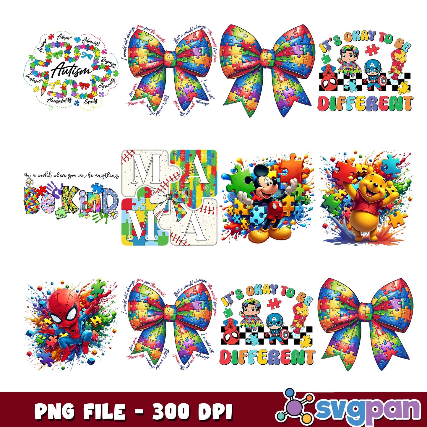 Be kind to autism png bundle