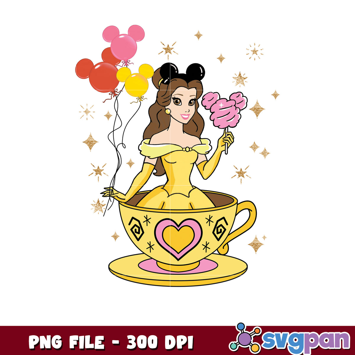 Belle in Teacup Disney PNG