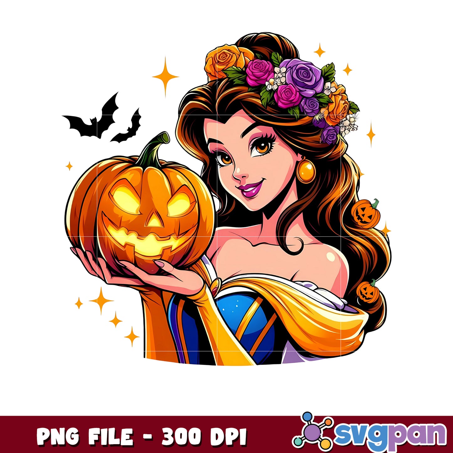 Belle princess halloween png, halloween art png, halloween avengers png