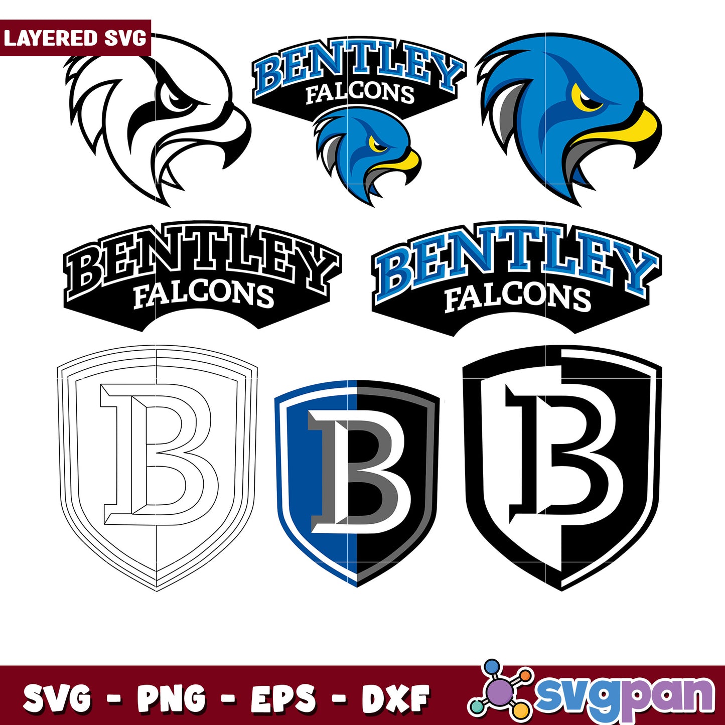 Bentley Falcons SVG Bundle Logos & Mascots