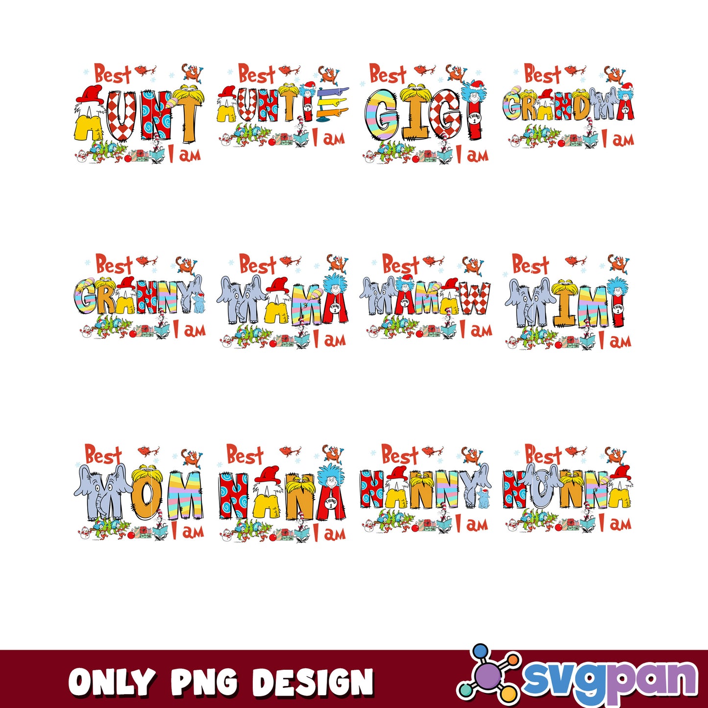 Best Grandma, Aunt, Mom PNG Bundle