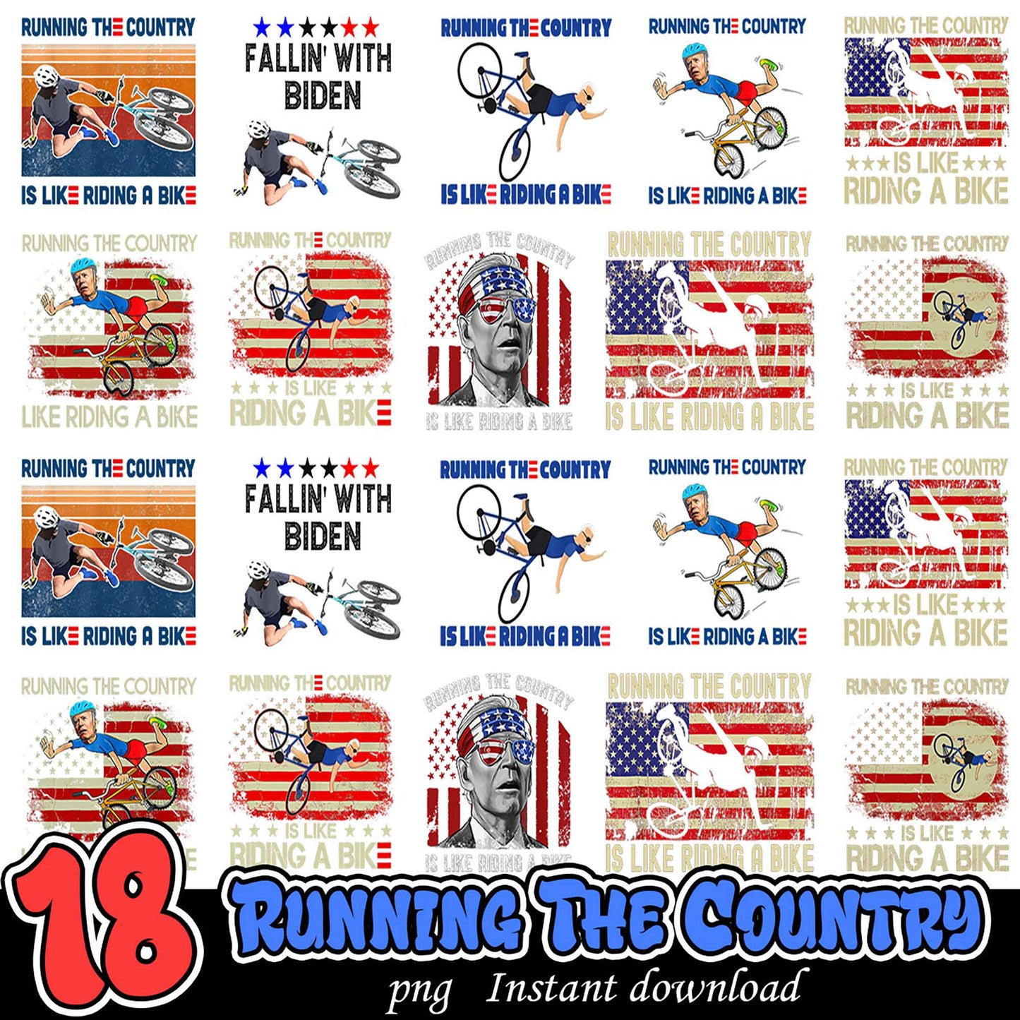 Biden Bike PNG Bundle 18 Designs