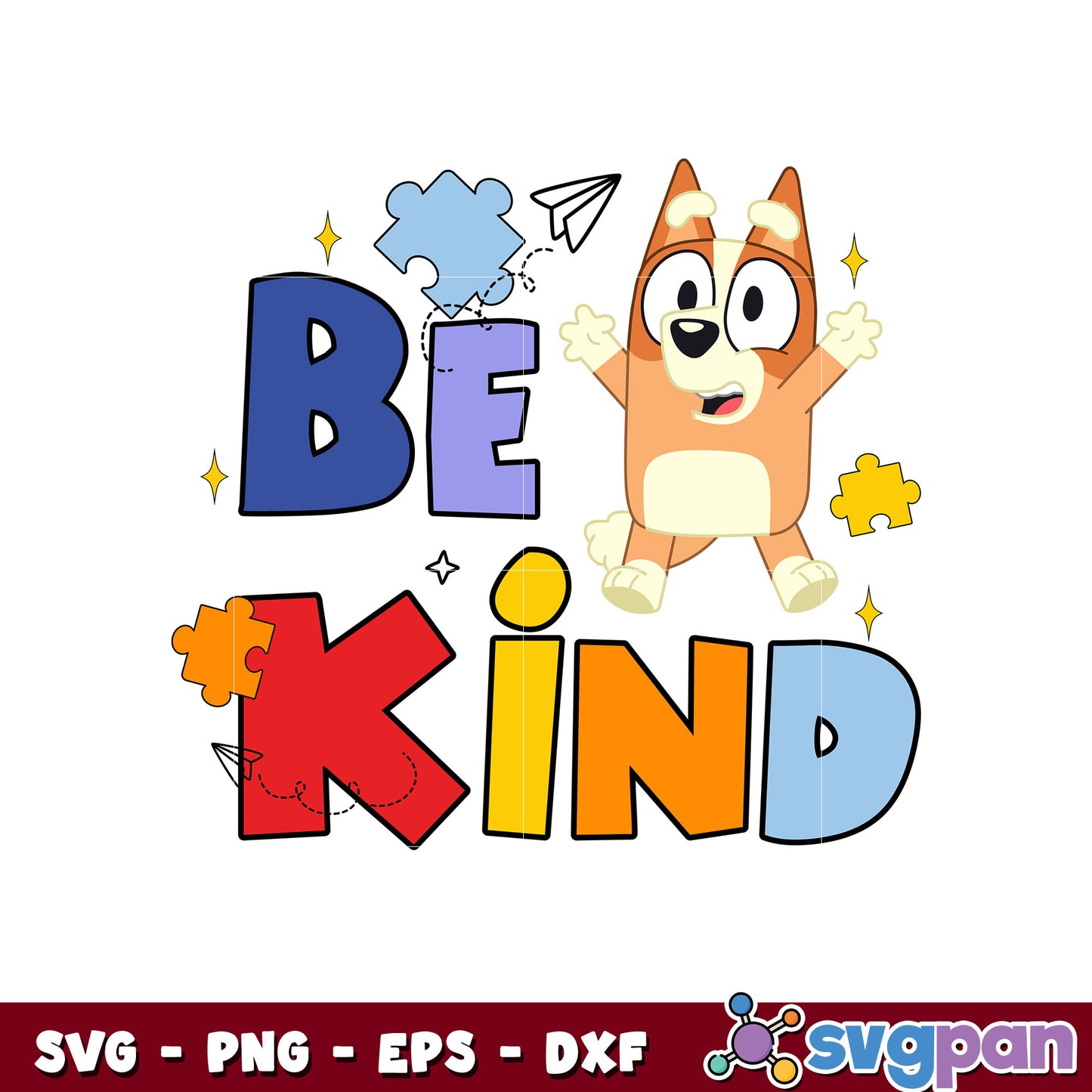 Bingo be kind autism cartoon dog svg, bluey autism svg, be kind svg