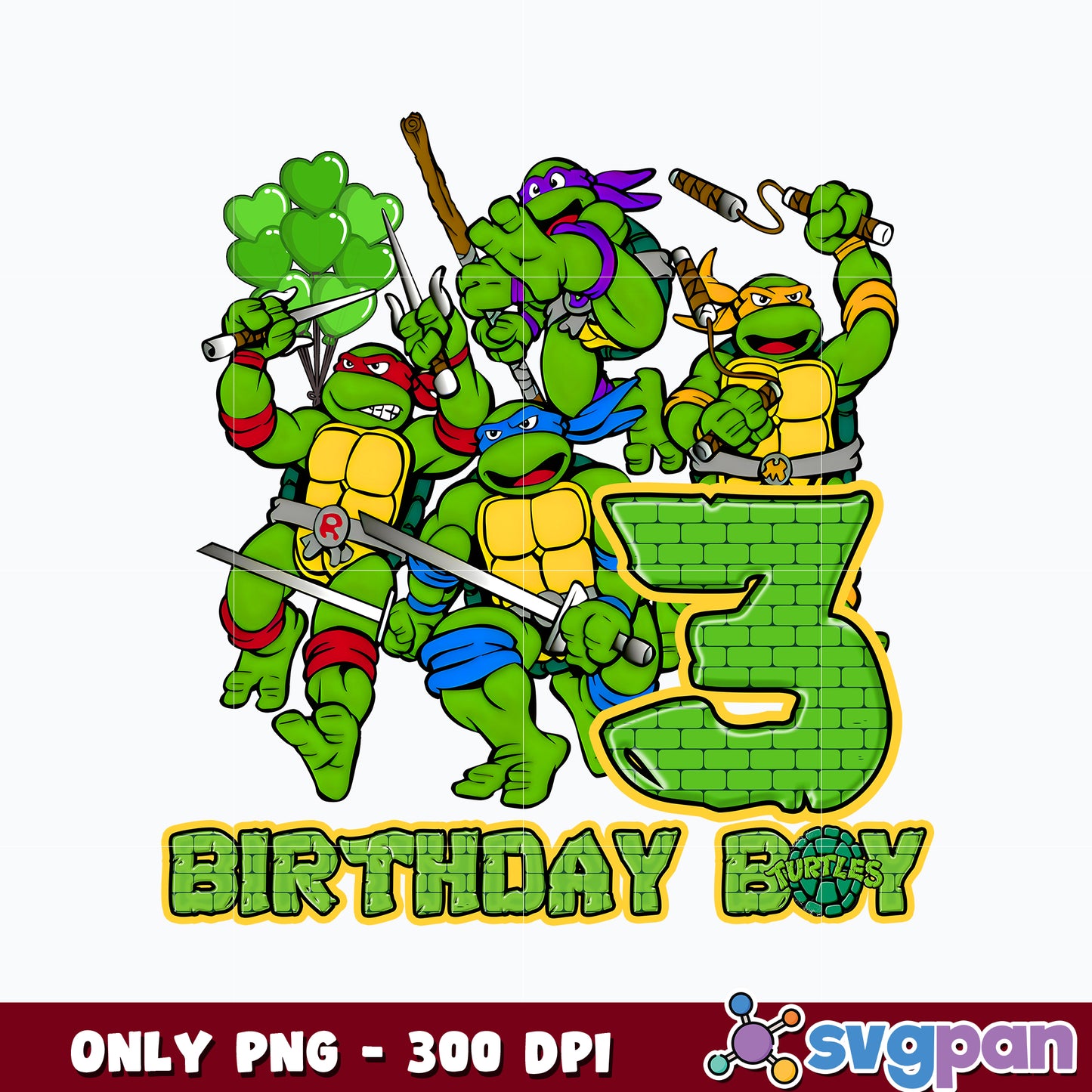 Teenage Mutant Ninja Turtles birthday boy 3st png