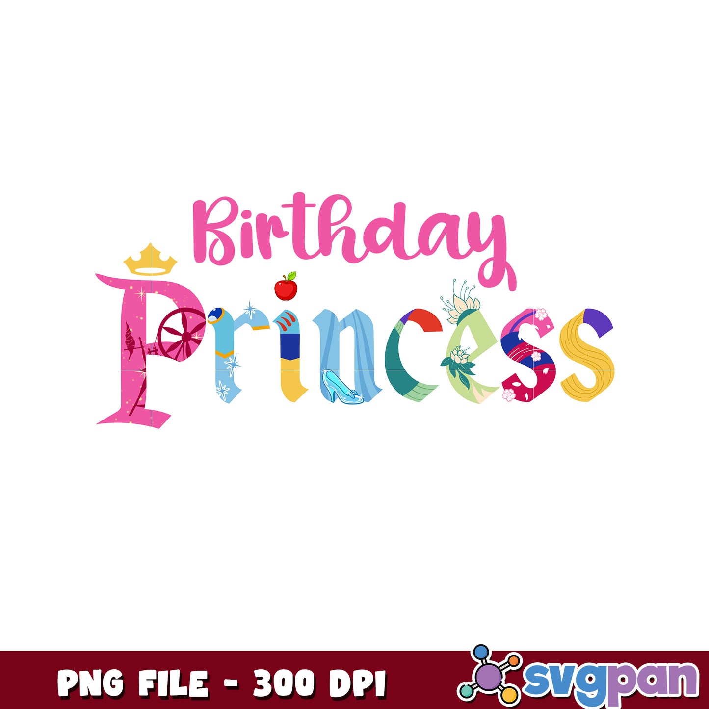 Birthday Princess PNG Design 300 DPI