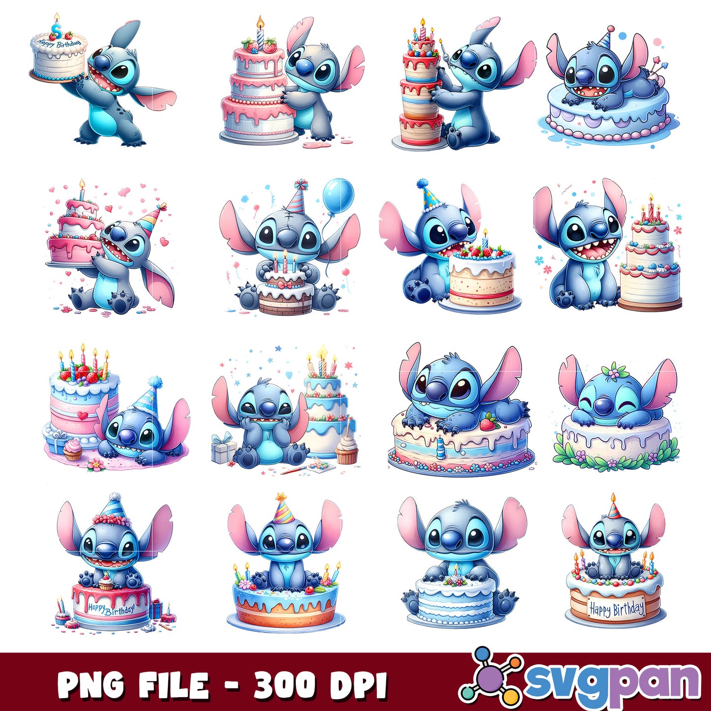 Birthday Stitch png bundle