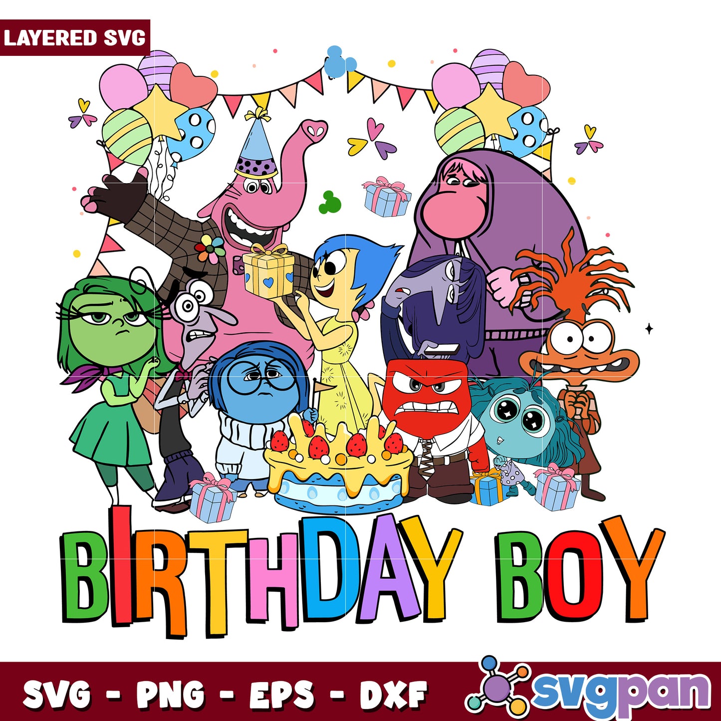 Birthday boy png, disneyland png, inside out png