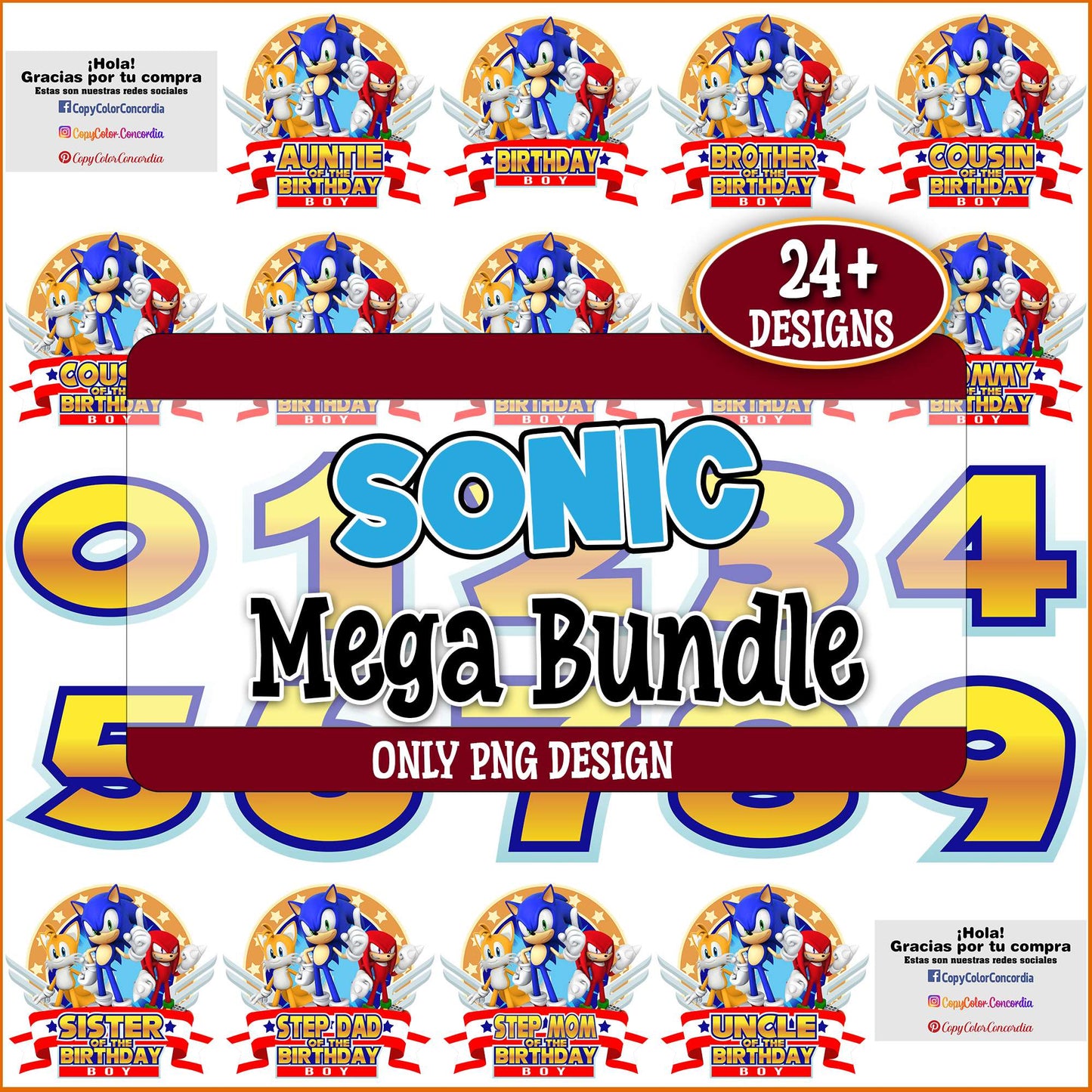Birthday boy sonic png bundle