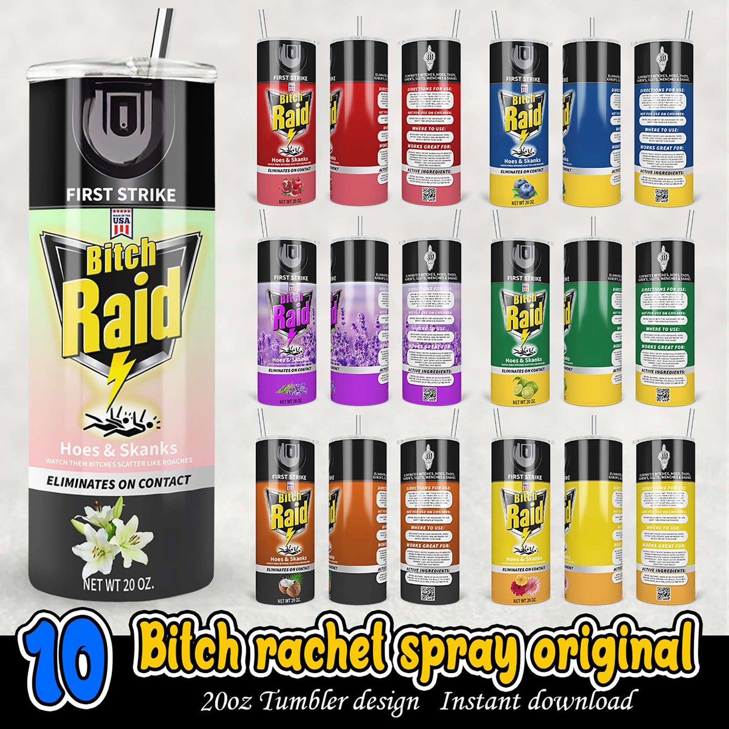 Bitch Raid Tumbler Design PNG Download