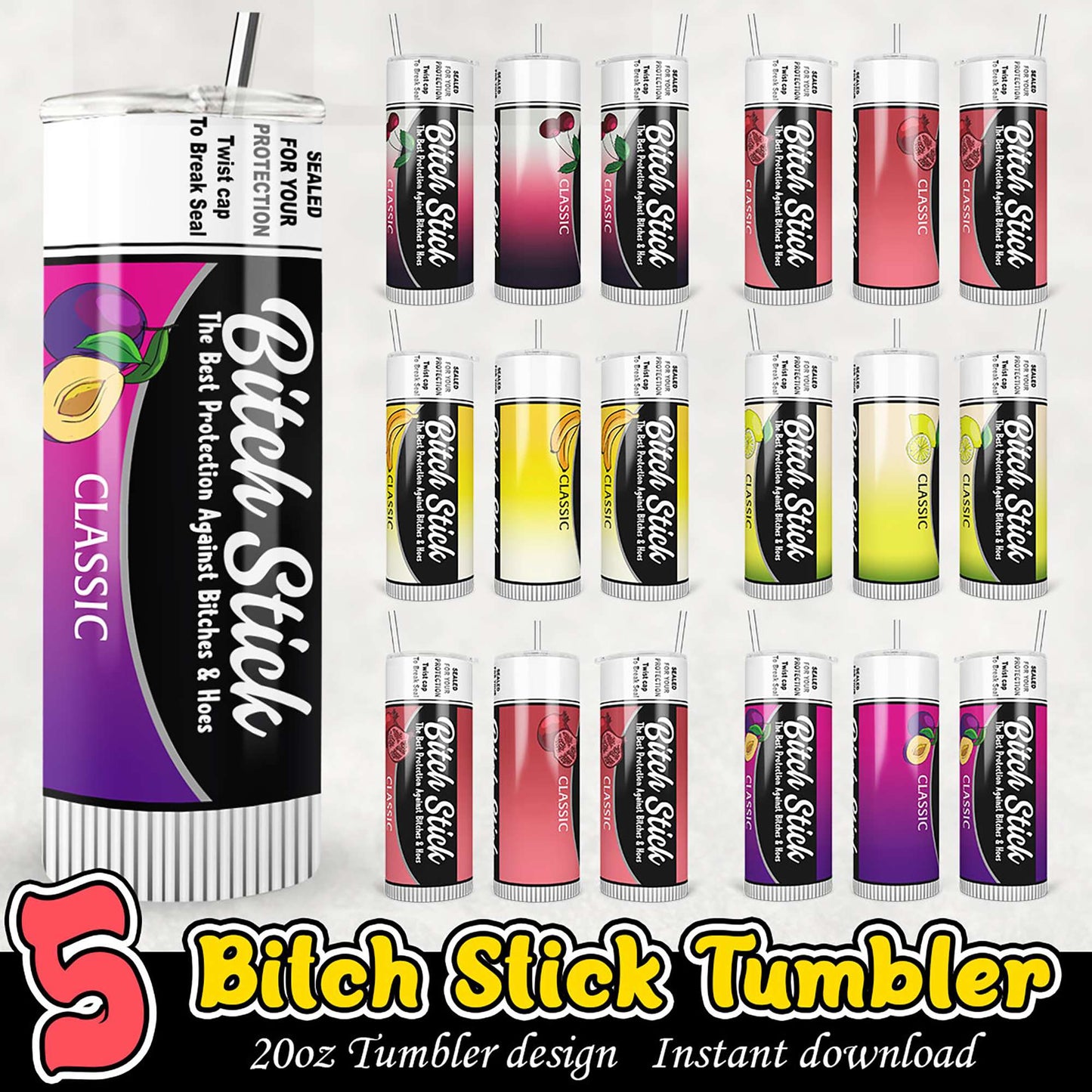 Bitch Stick Tumbler Designs 20oz PNG Bundle