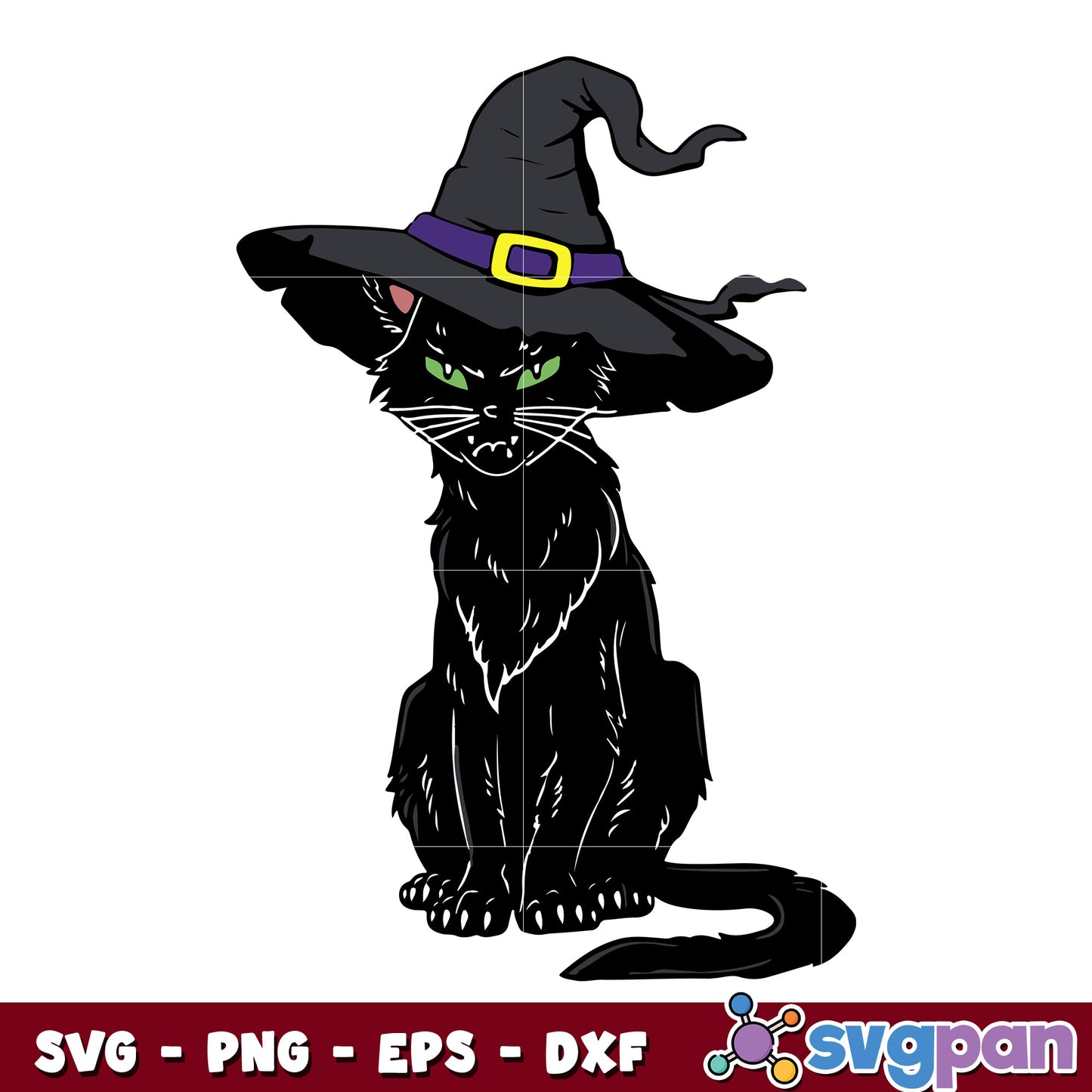 Black Cat With Witch Hat svg