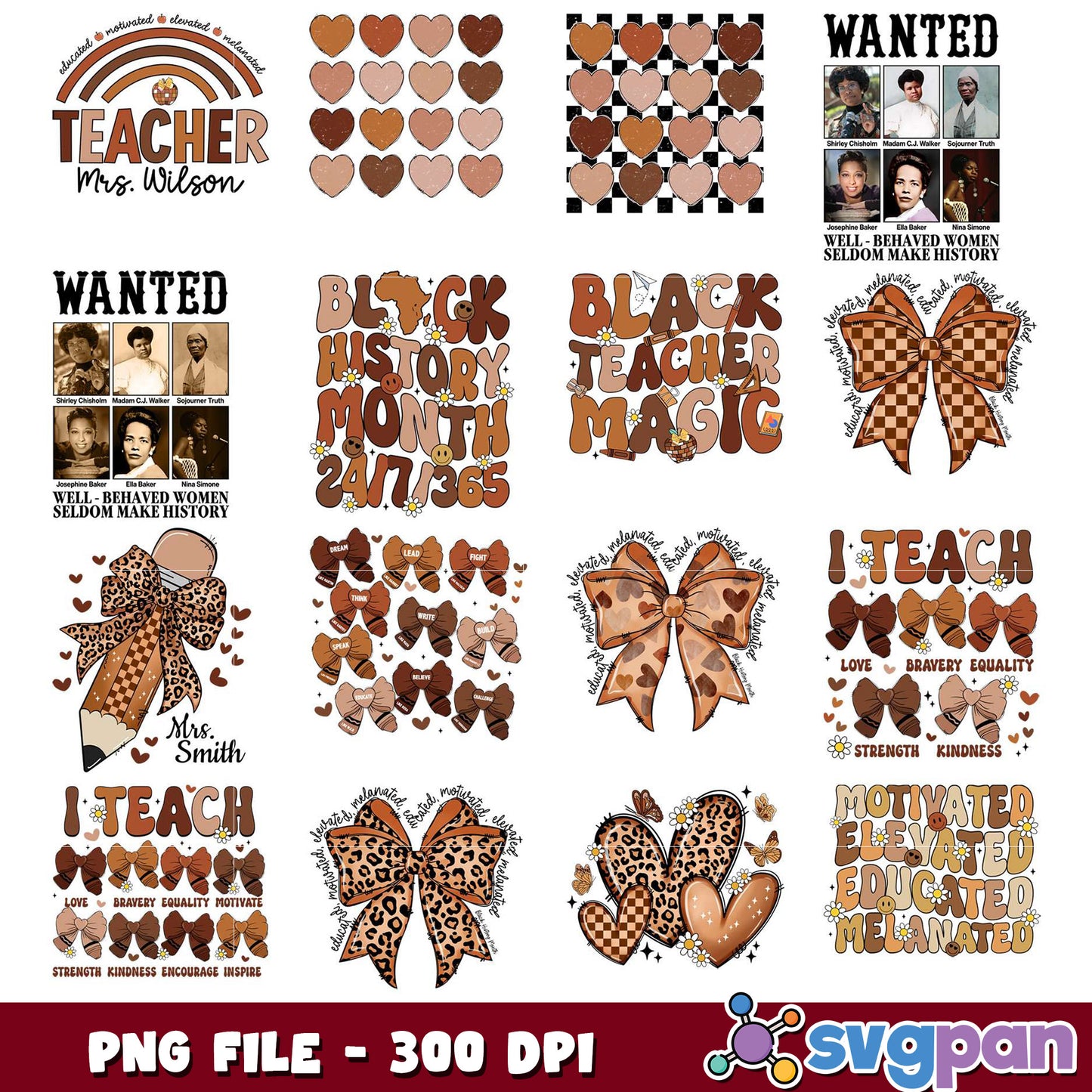 Black History Month Teacher PNG Bundle