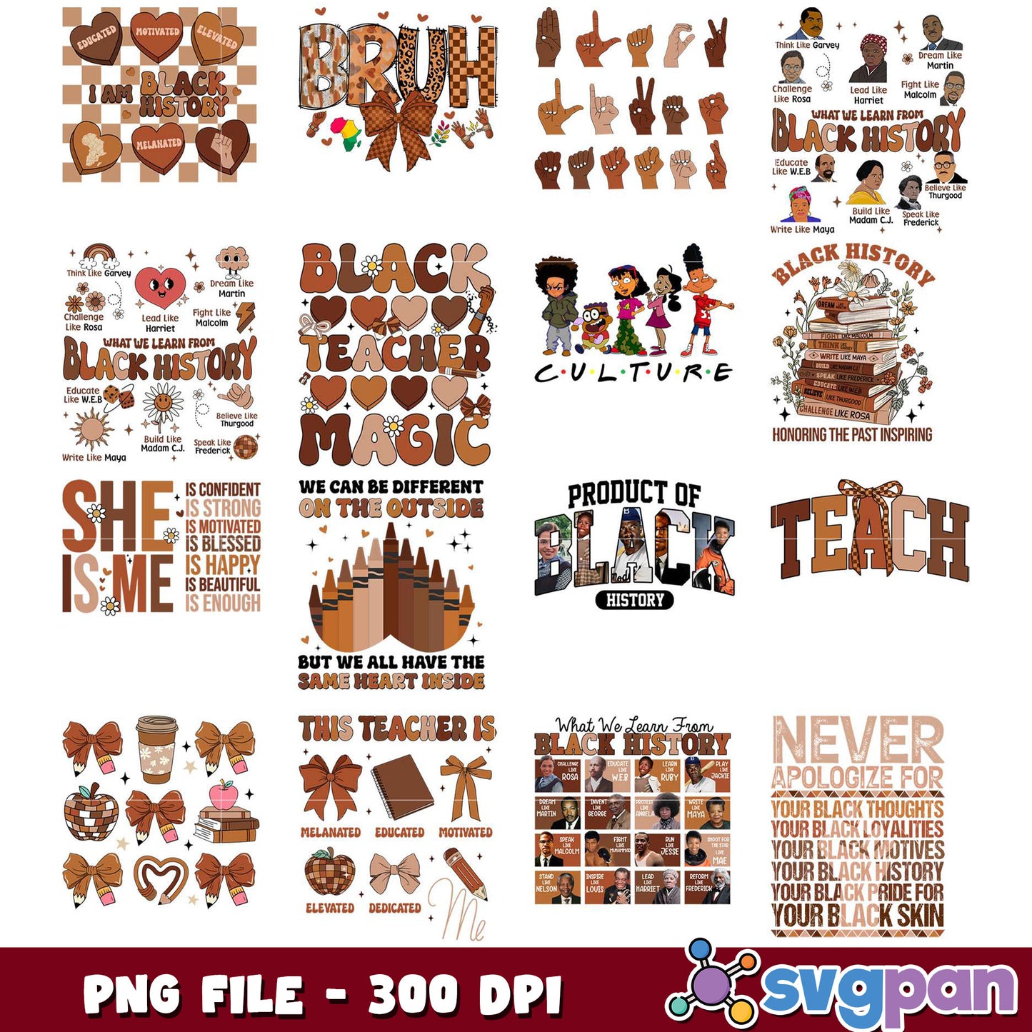 Black History PNG Bundle 300 DPI Designs