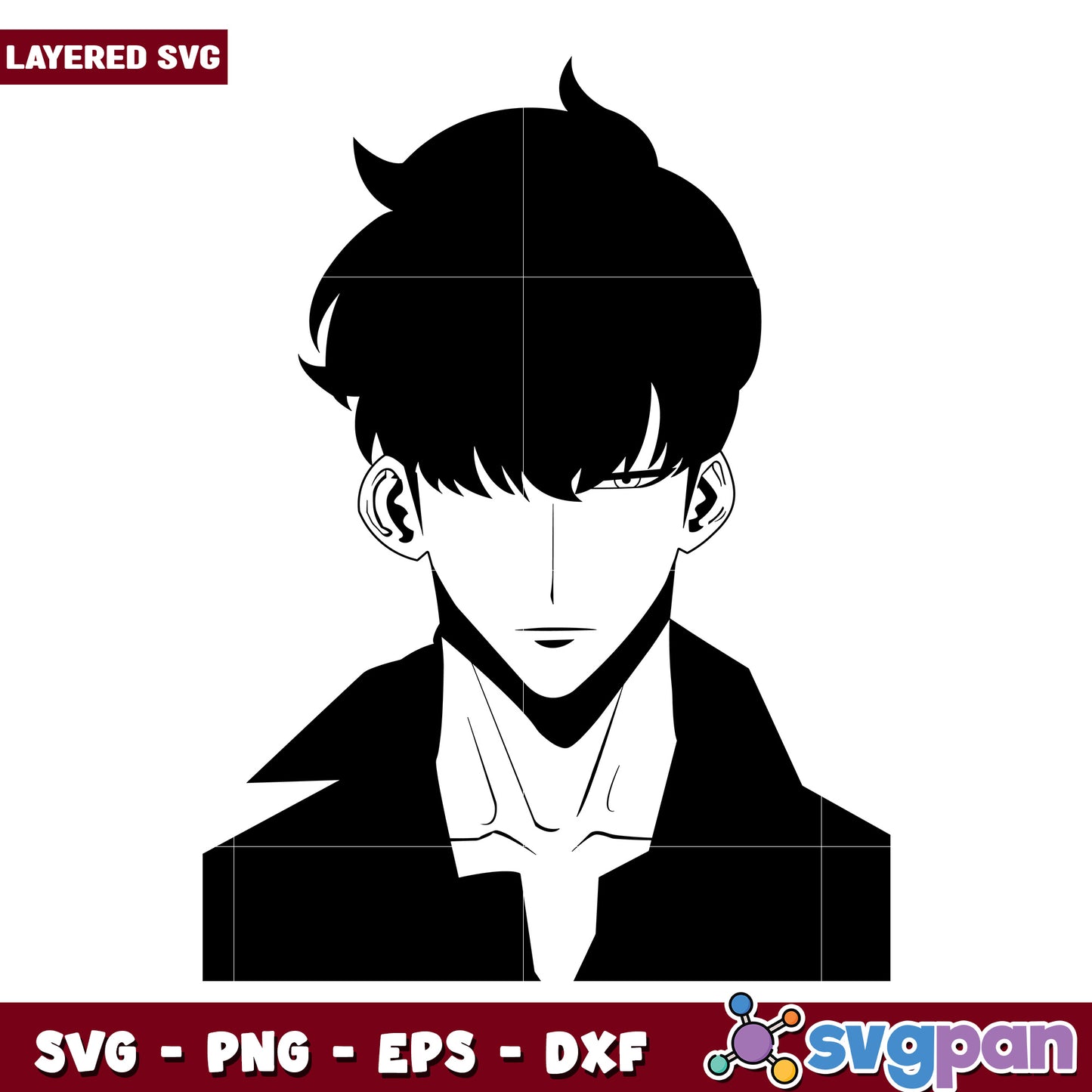 Black and white jin woo svg, solo leveling svg, sung jin woo svg