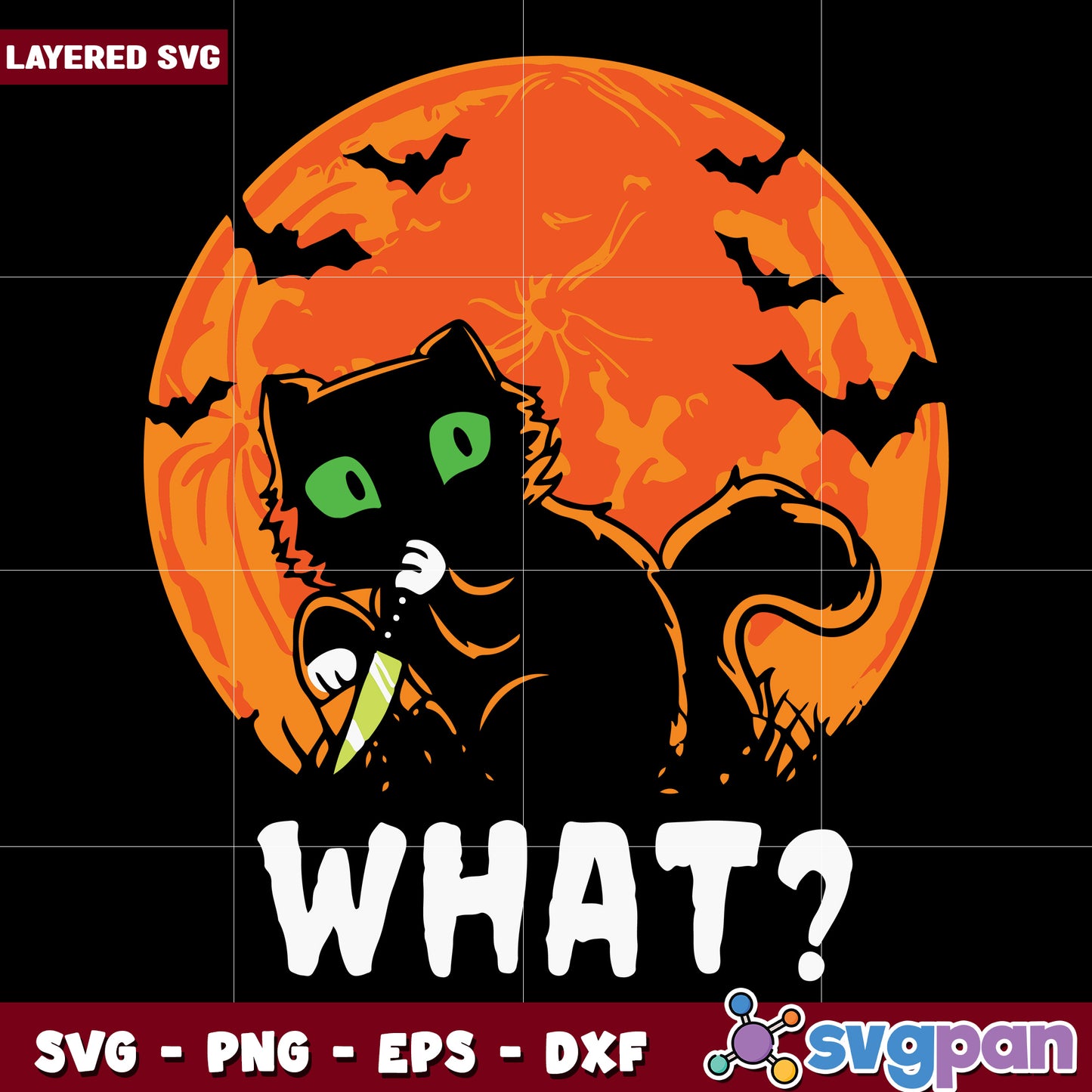 Black cat halloween svg, spooky feline design svg, witch's cat silhouette svg