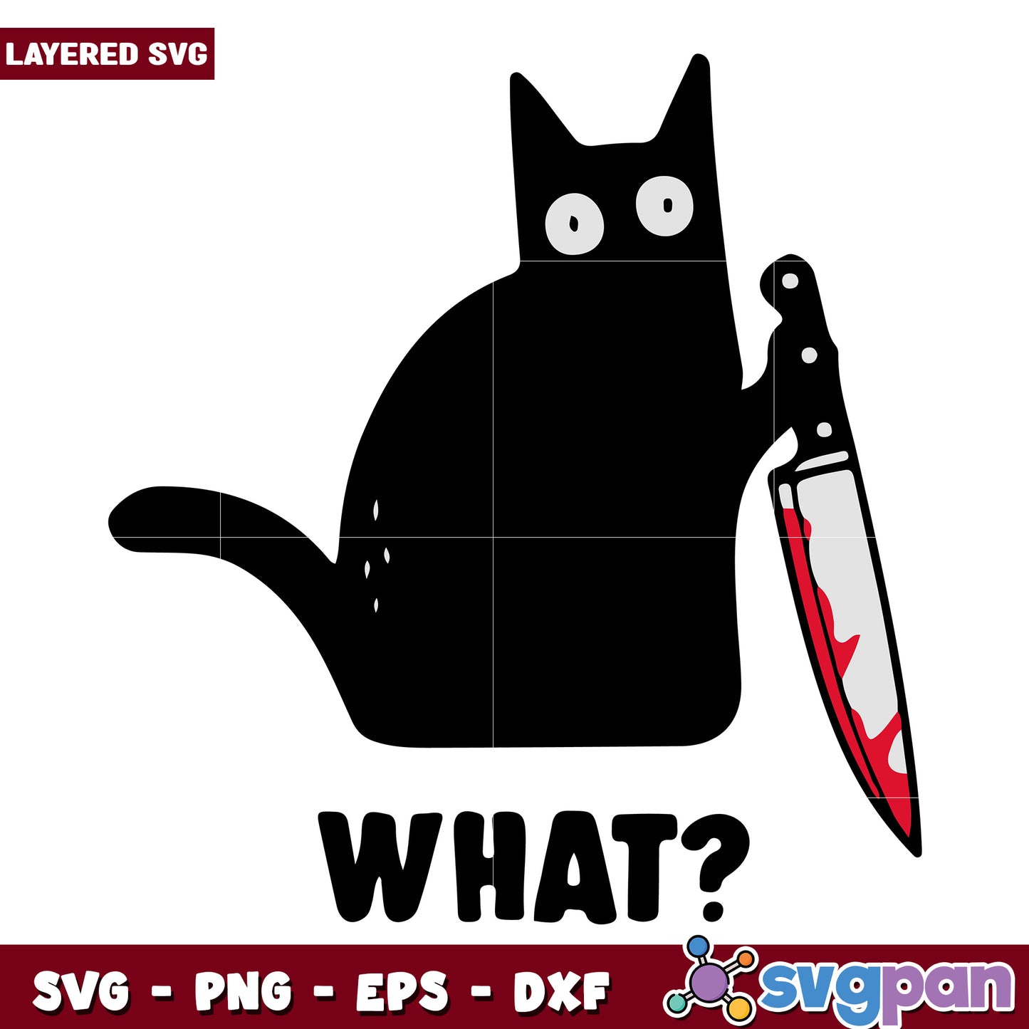 Black cat with knife svg, funny halloween svg, halloween fall svg
