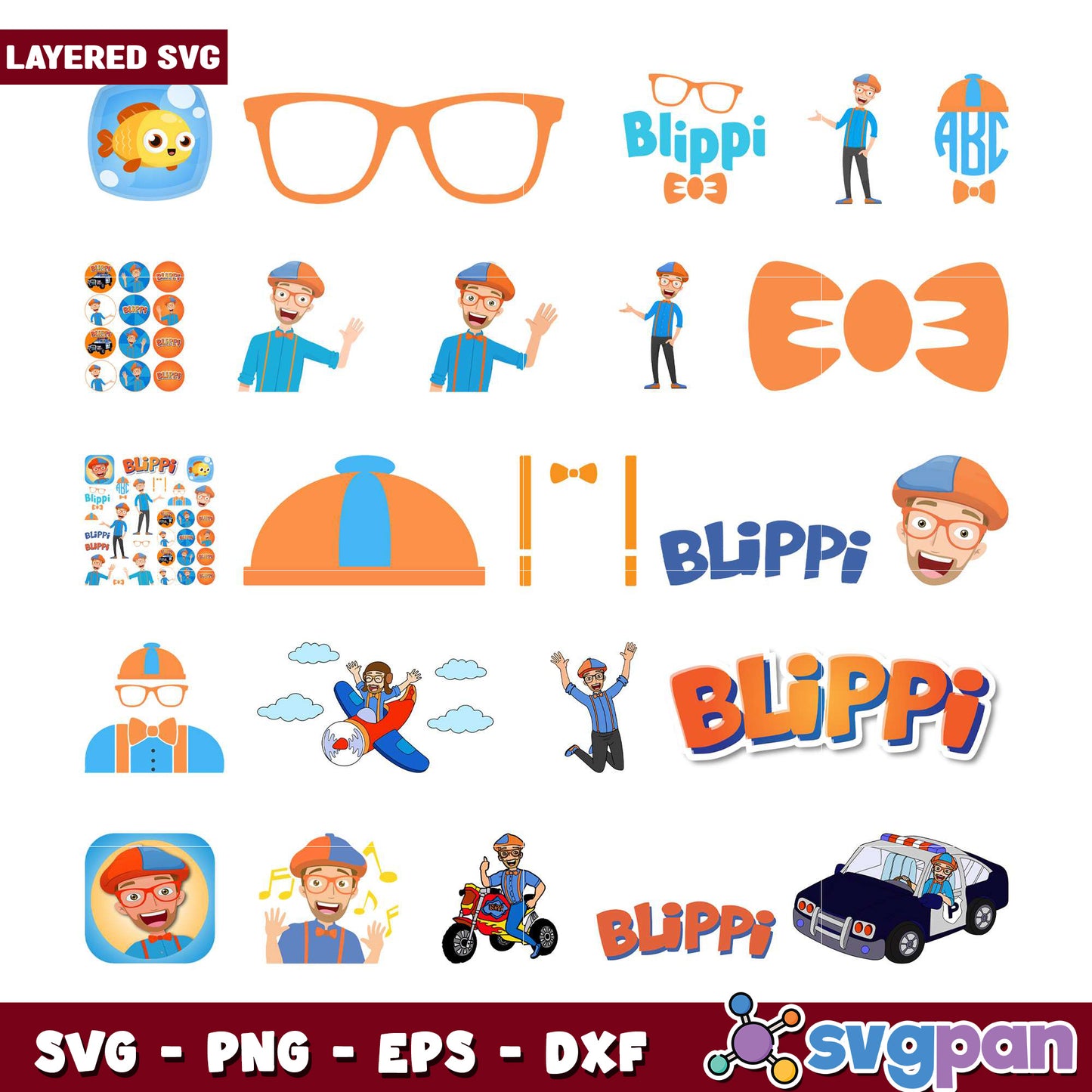 Blippi SVG Bundle Layered Designs