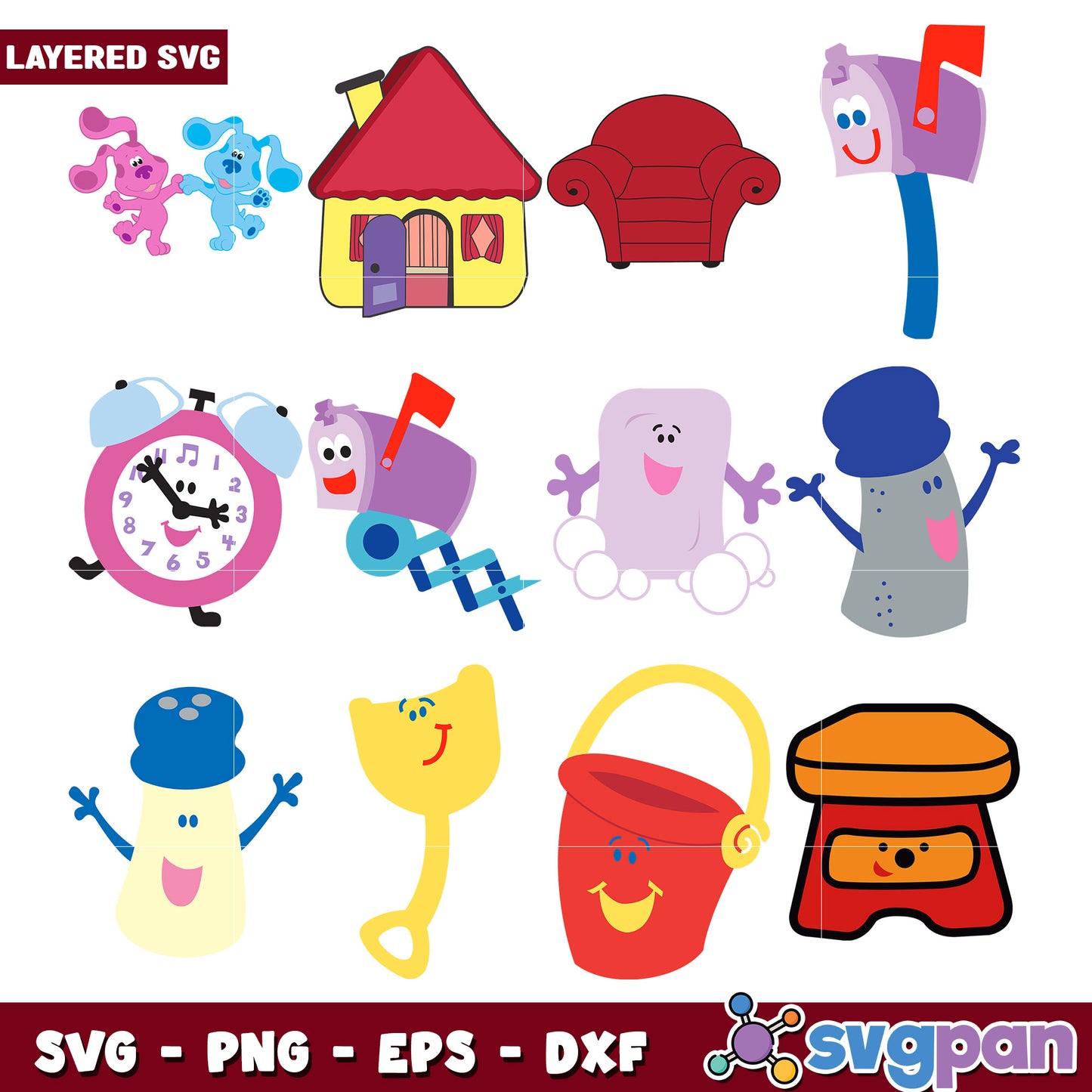 Blue Clues SVG Bundle Layered Files