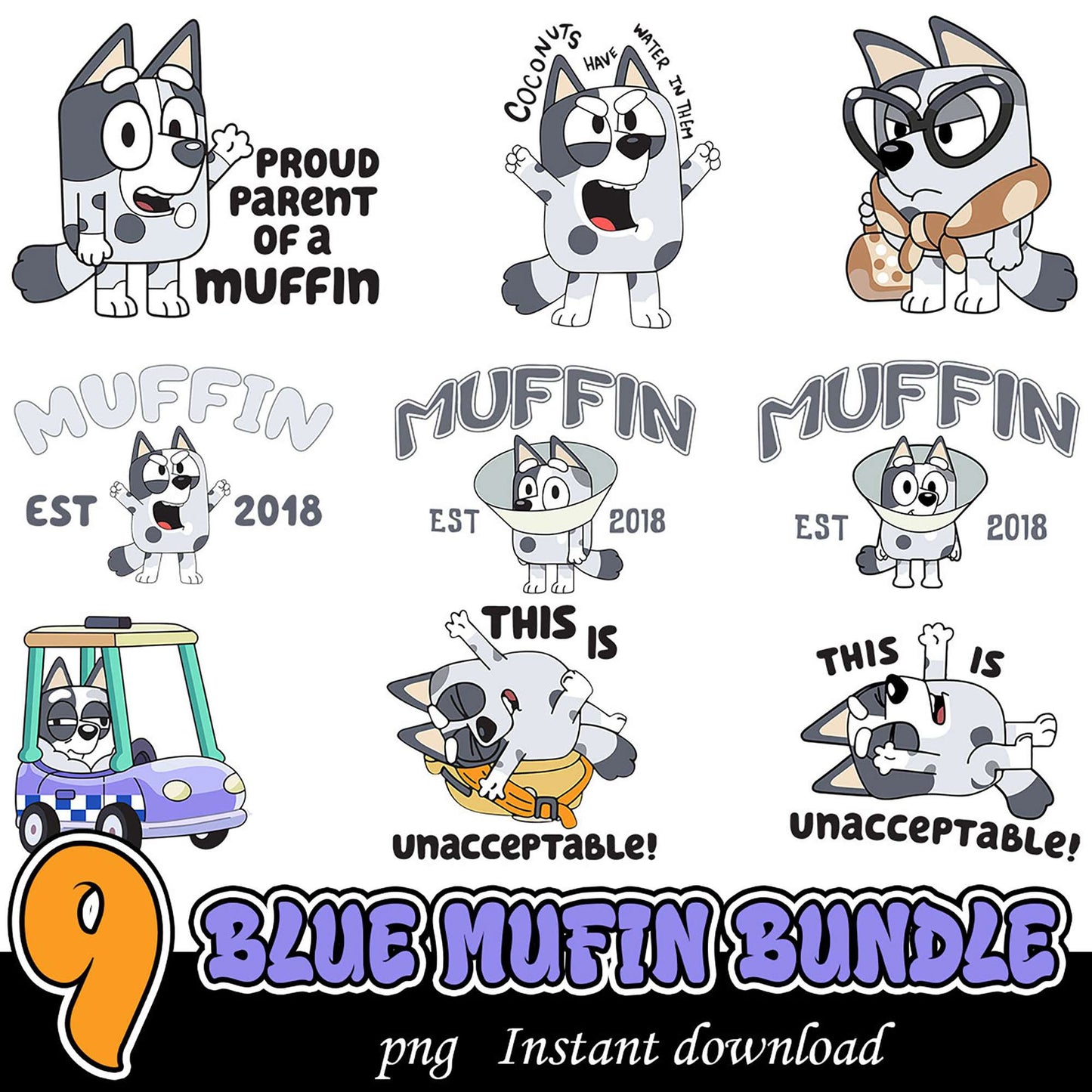 Blue Heeler Muffin SVG Bundle 9 Designs