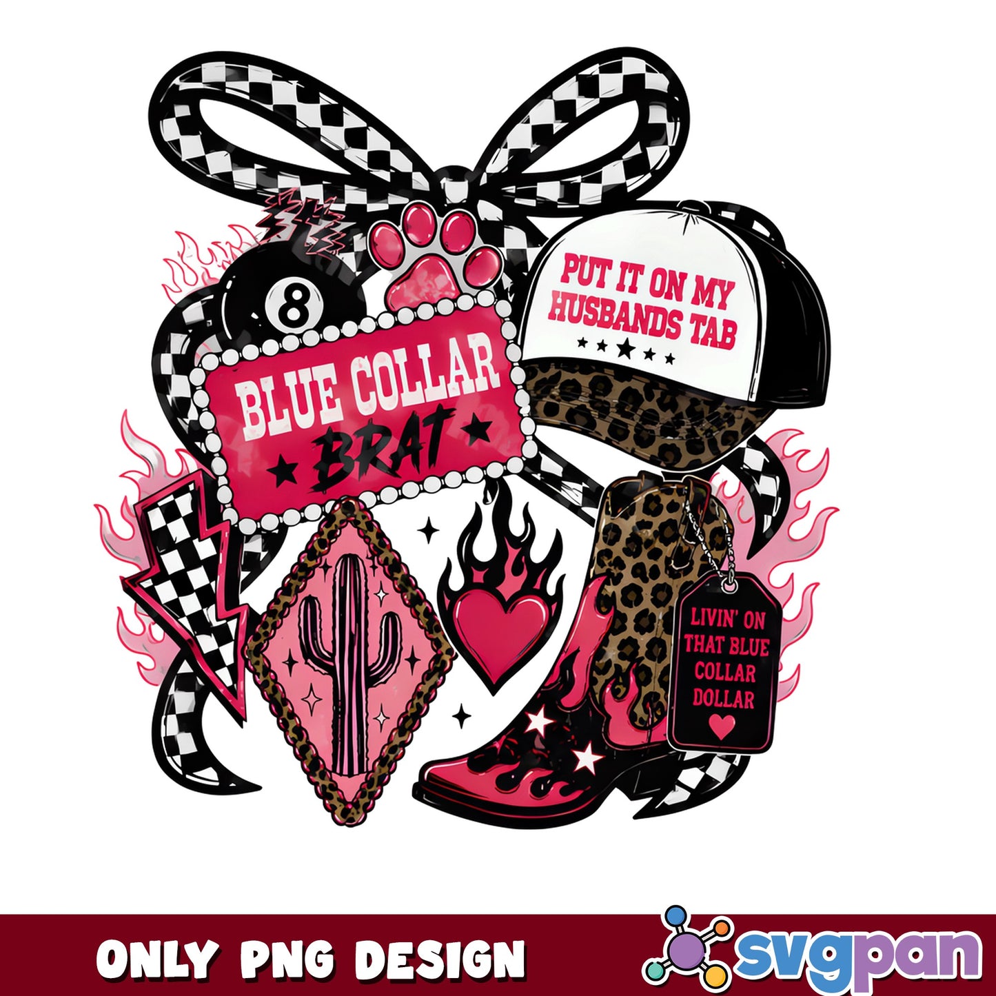 Blue Collar Brat PNG, Funny Wife Western PNG, Cowgirl PNG