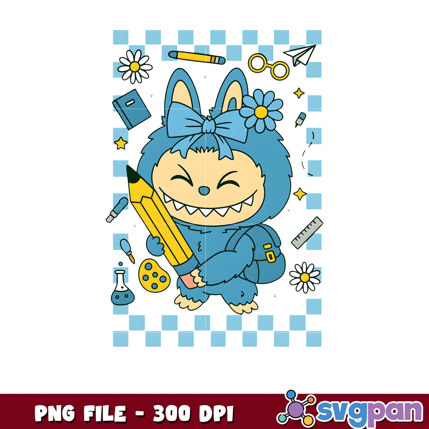 Blue labubu pencil png