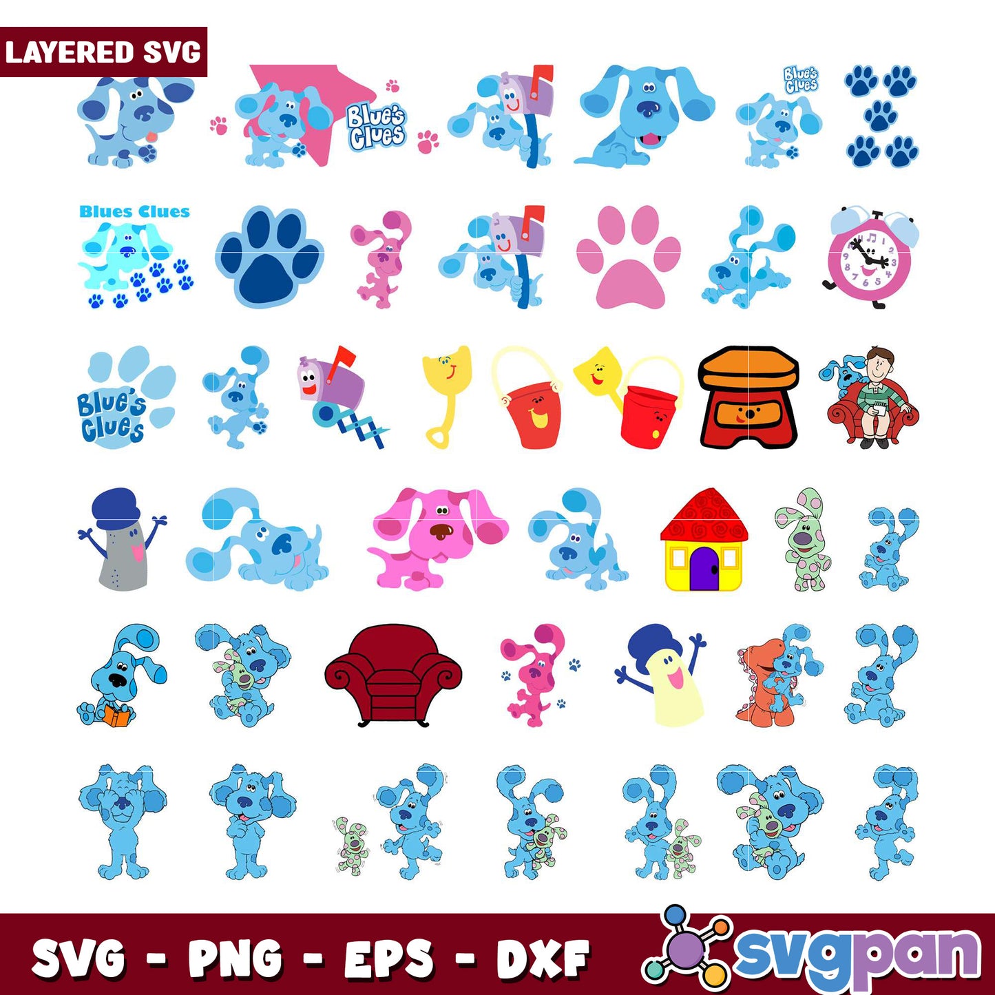 Blues Clues SVG Bundle Fun Layered Clipart Set