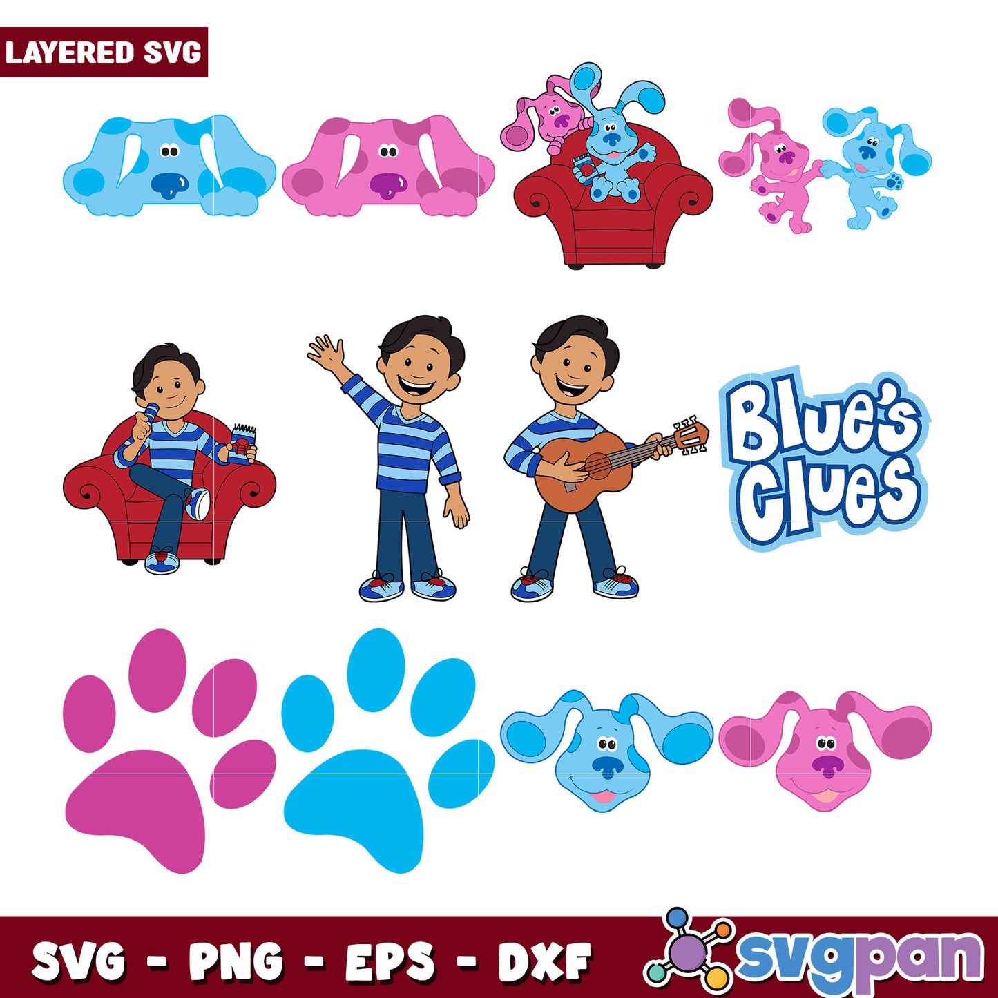 Blues Clues SVG Bundle Layered Files