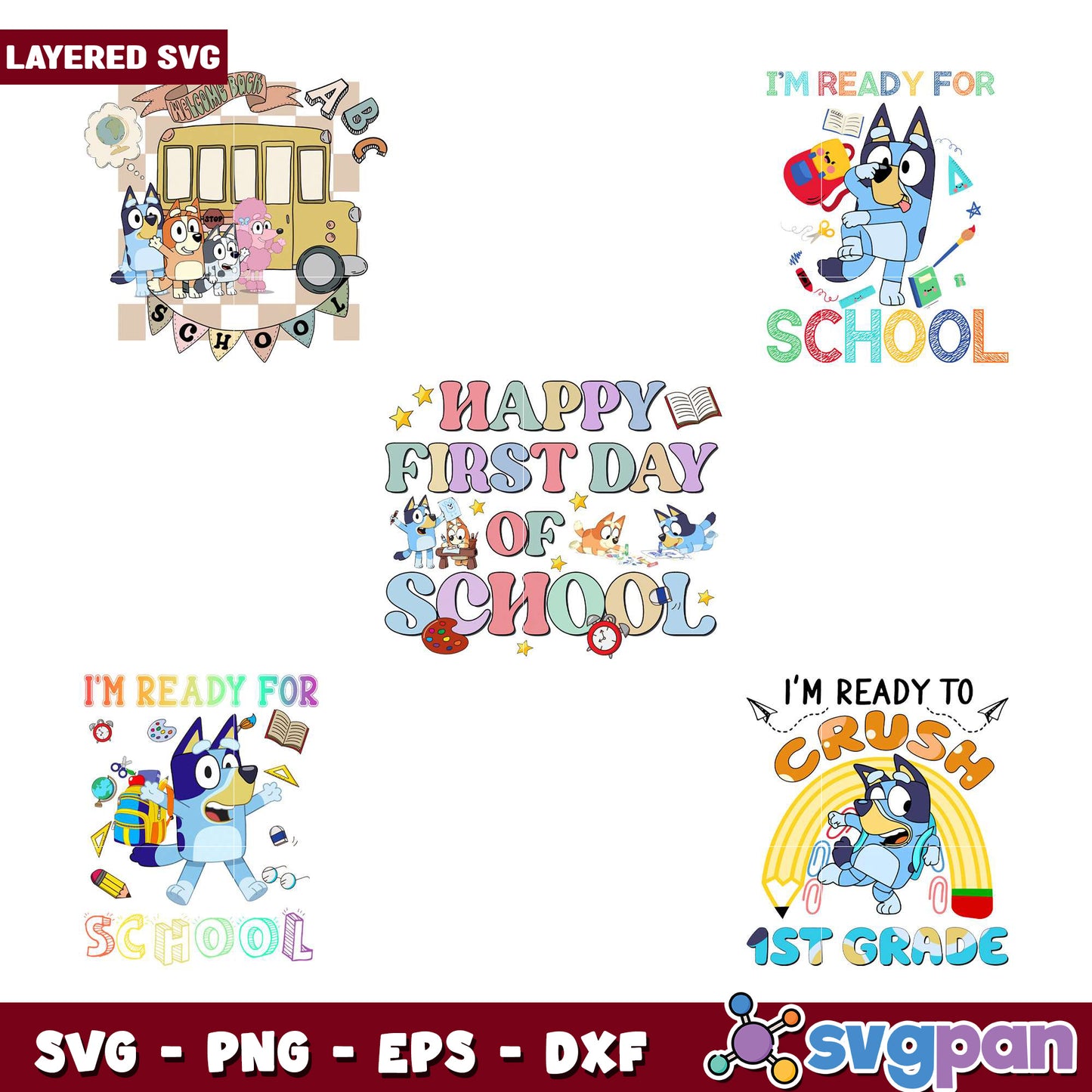 Bluey Back To School SVG Bundle