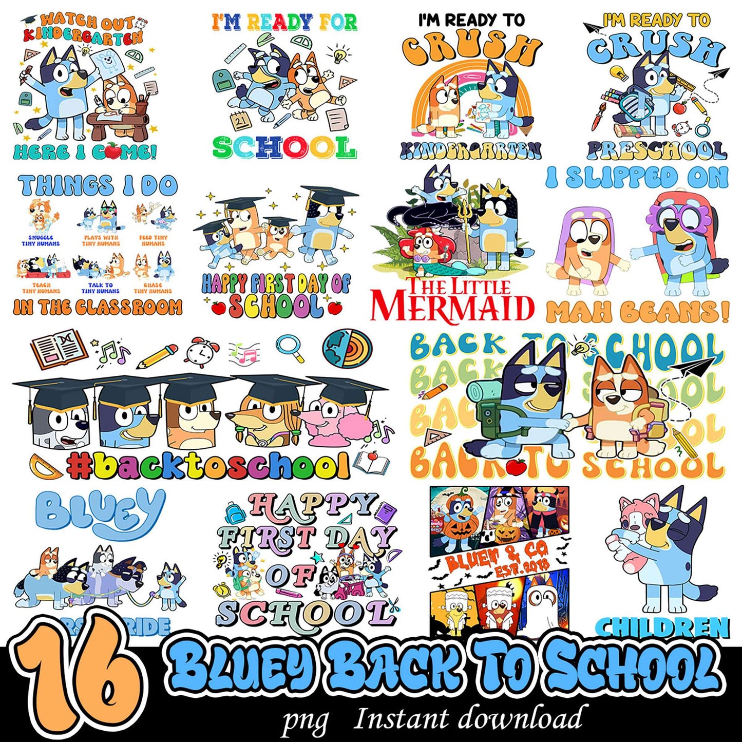 Bluey Back to School PNG Bundle