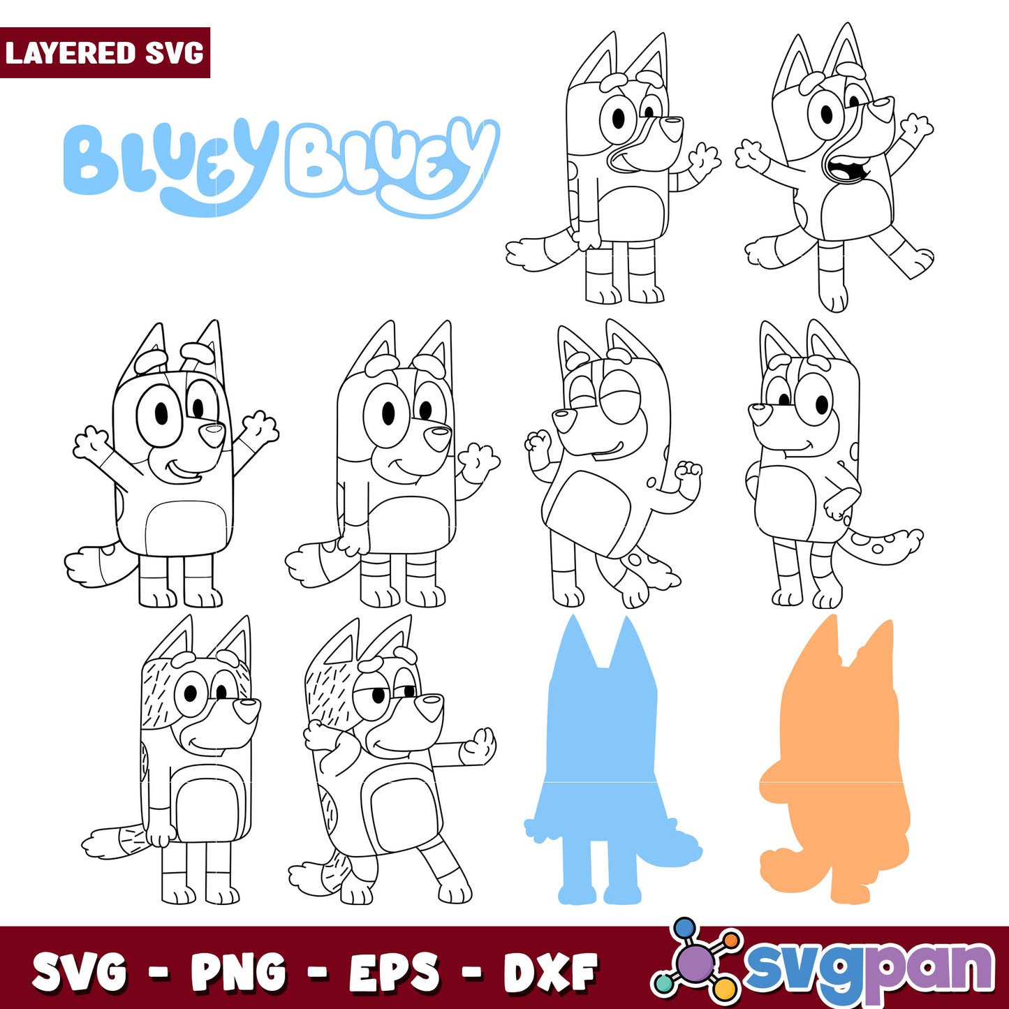 Bluey Bundle SVG Layered Cut Files