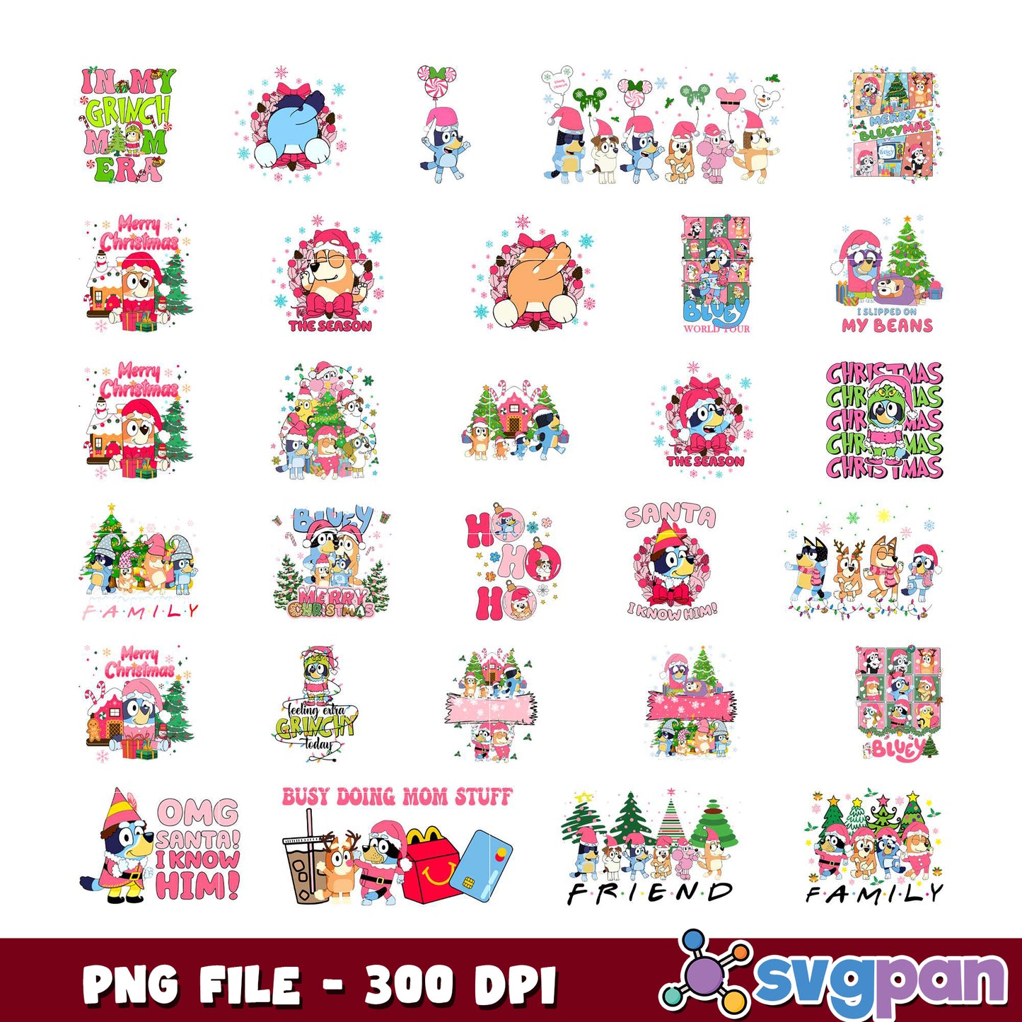 Bluey Christmas PNG Bundle 300 DPI