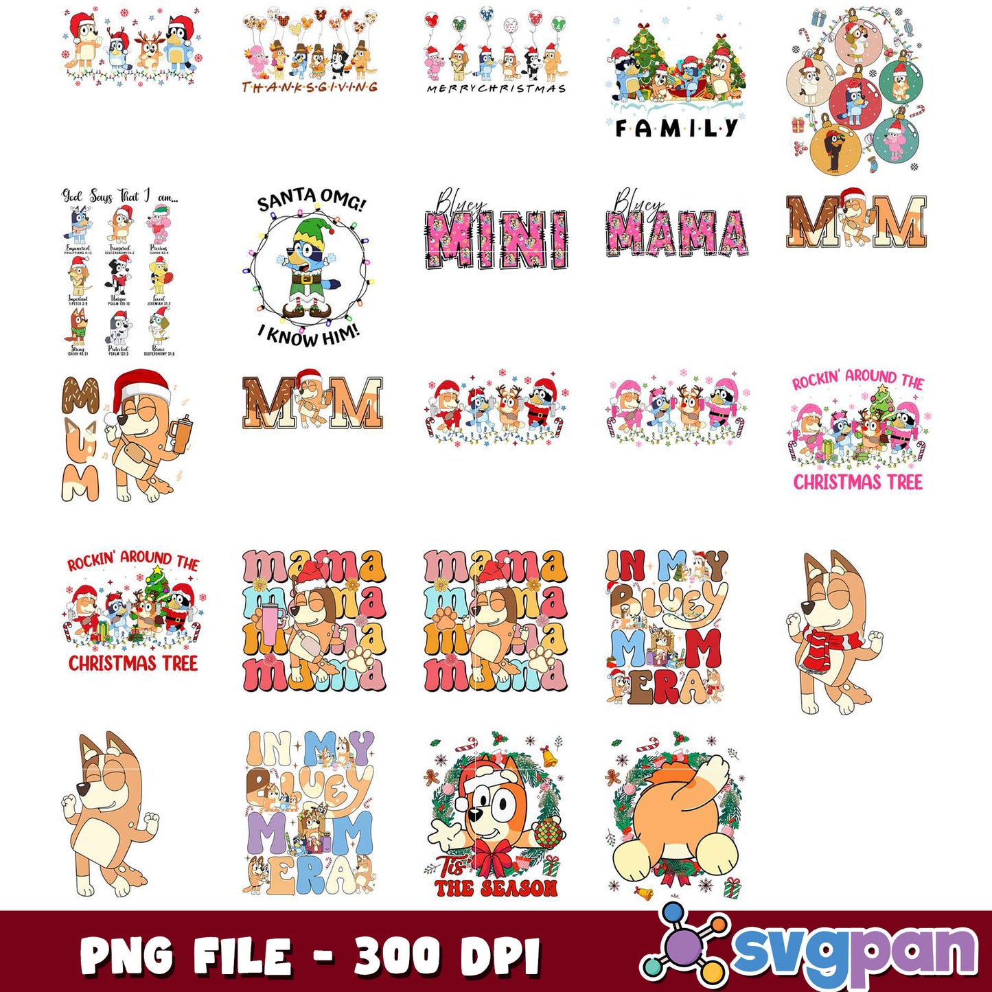 Bluey Christmas PNG Bundle 300 DPI