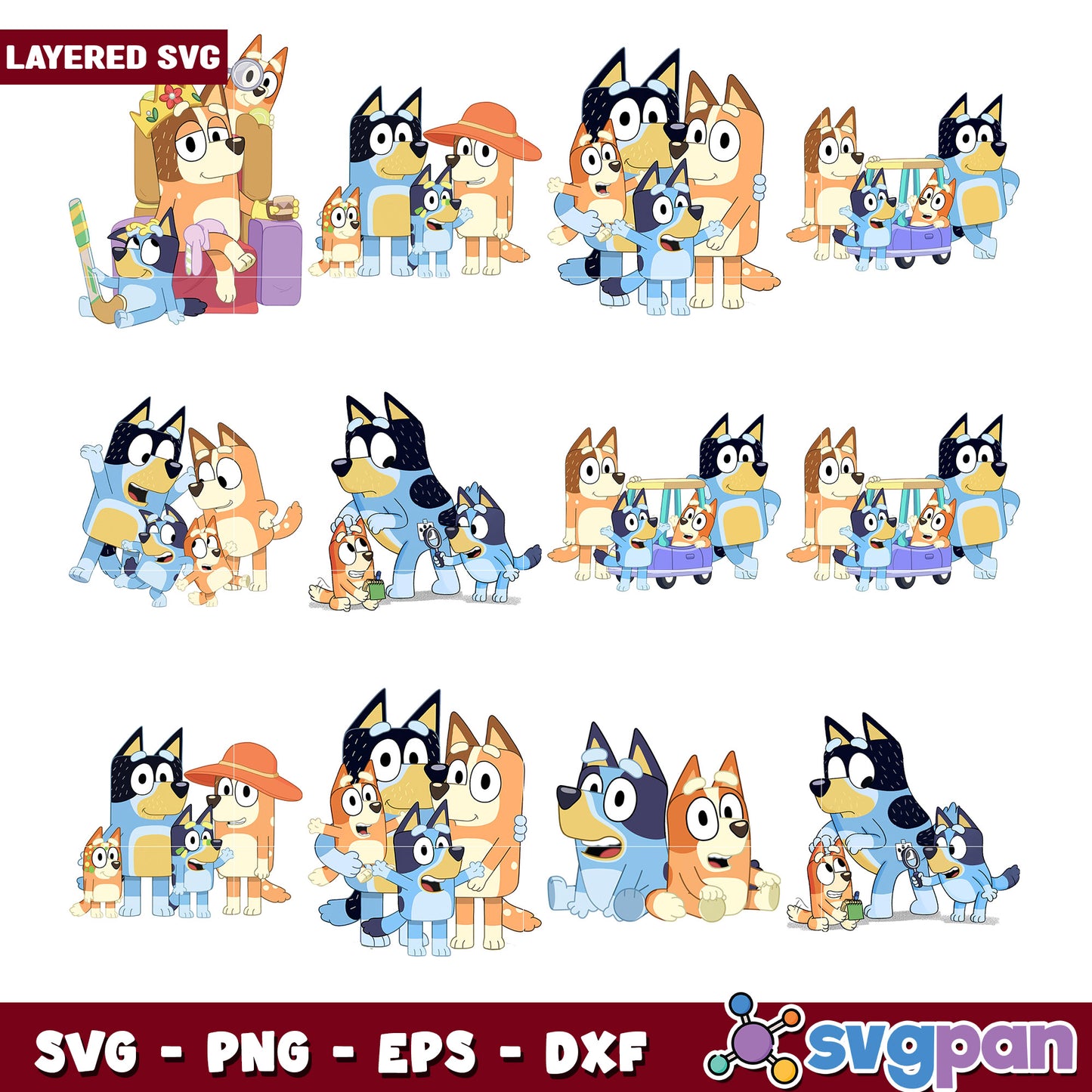 Bluey Family SVG Bundle for Creative Projects